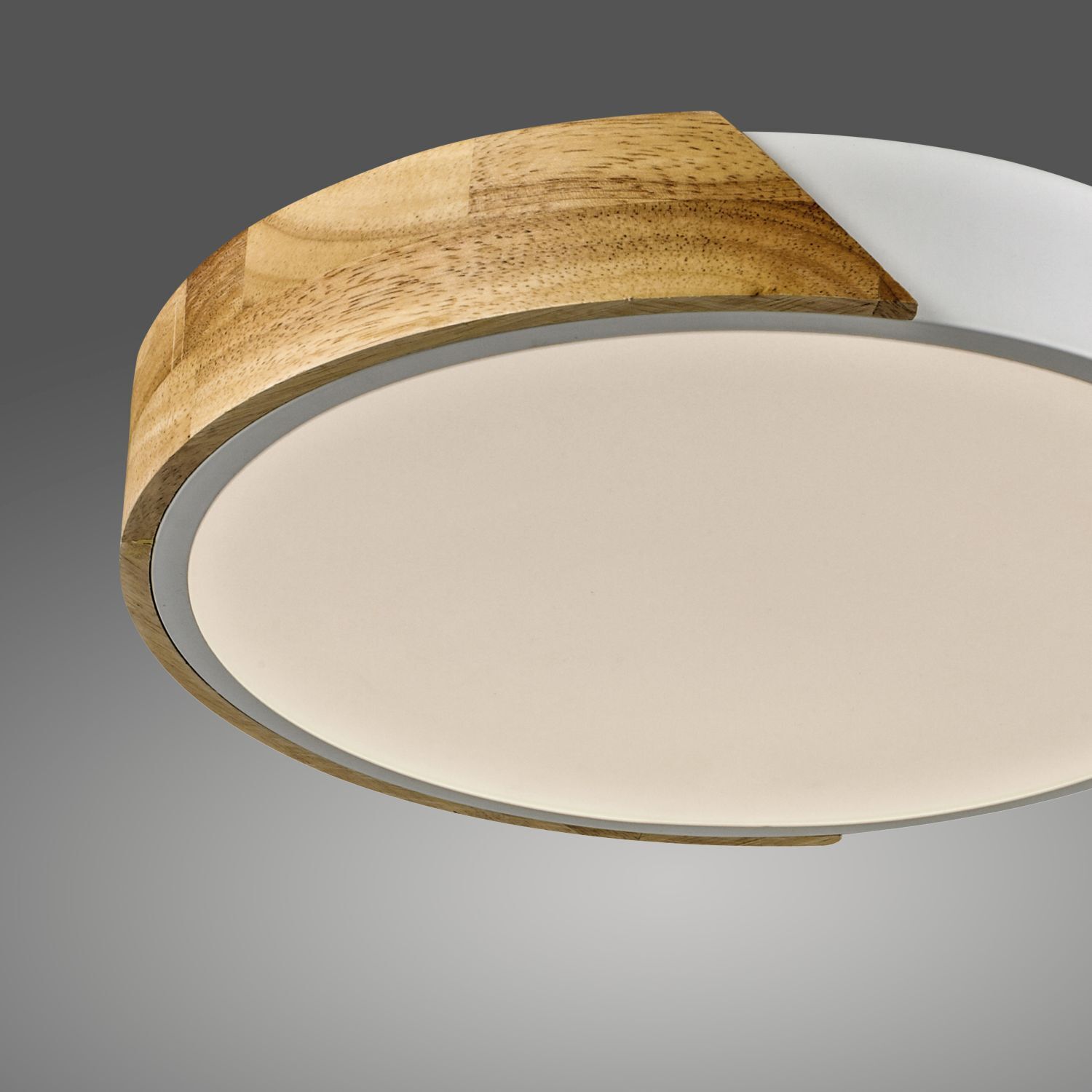 Runde LED Deckenlampe Holz Ø32 cm Weiß Natur 2520 lm