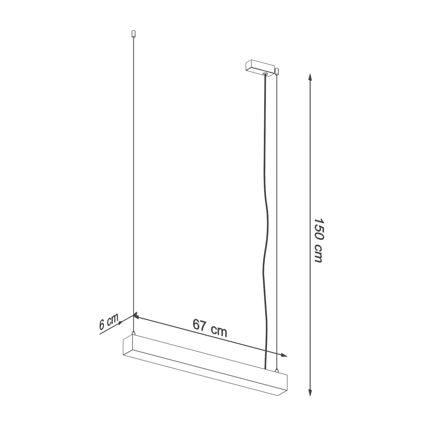 LED Hängelampe Metall Grau B: 67 cm 4000 K schmal
