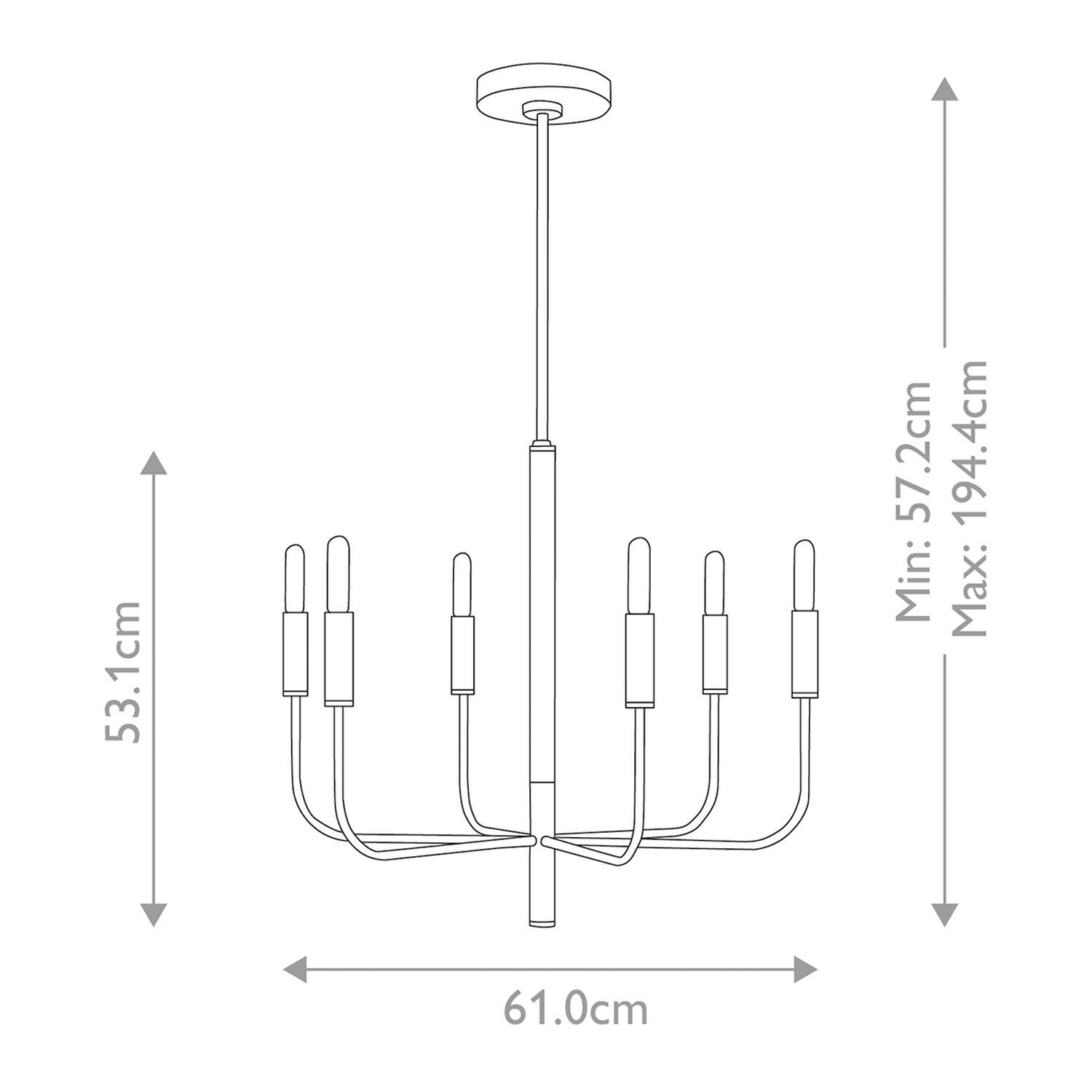 Kronleuchter Metall E14 61 cm breit höhenverstellbar