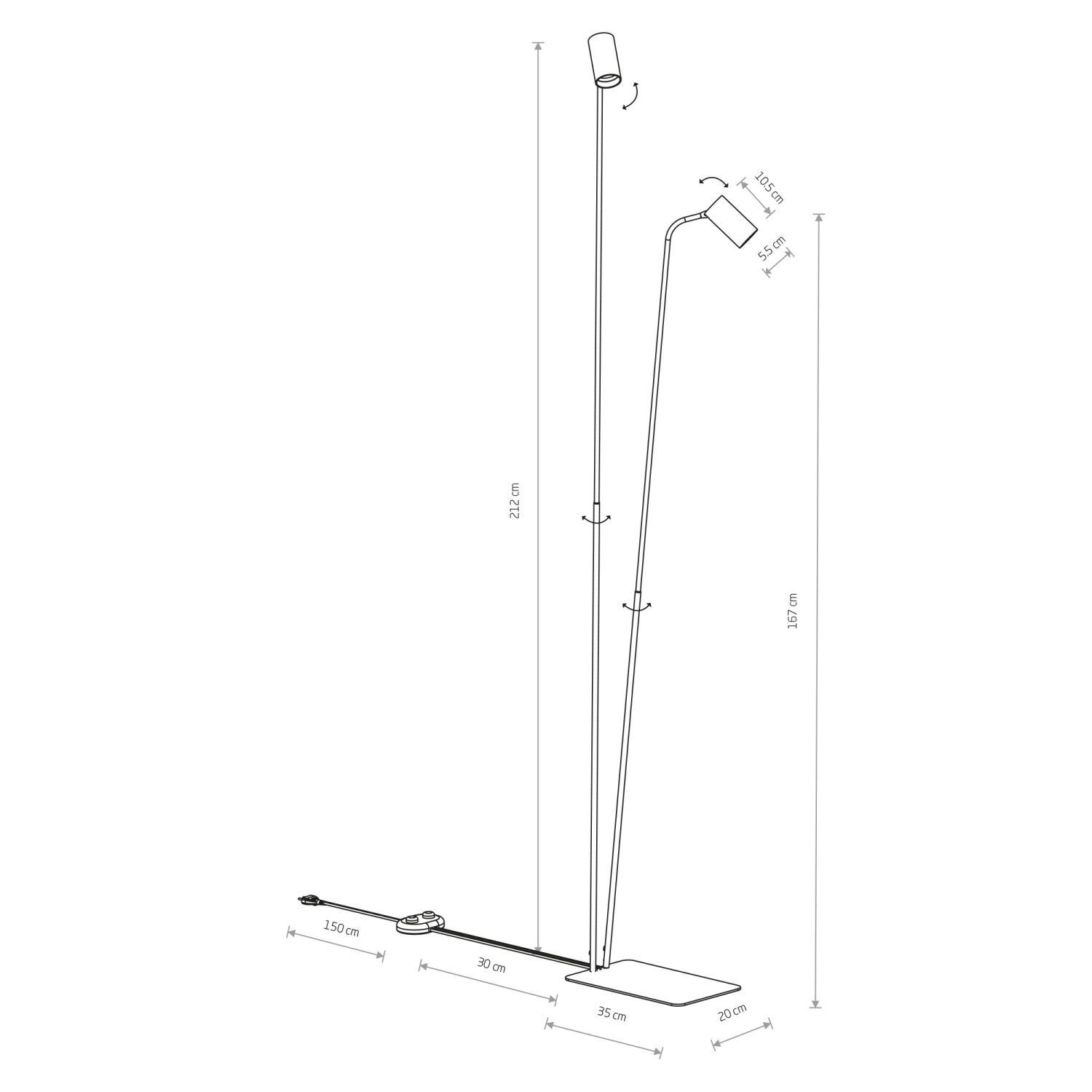 Stehleuchte 2-flammig Schwarz GU10 212-216 cm Metall