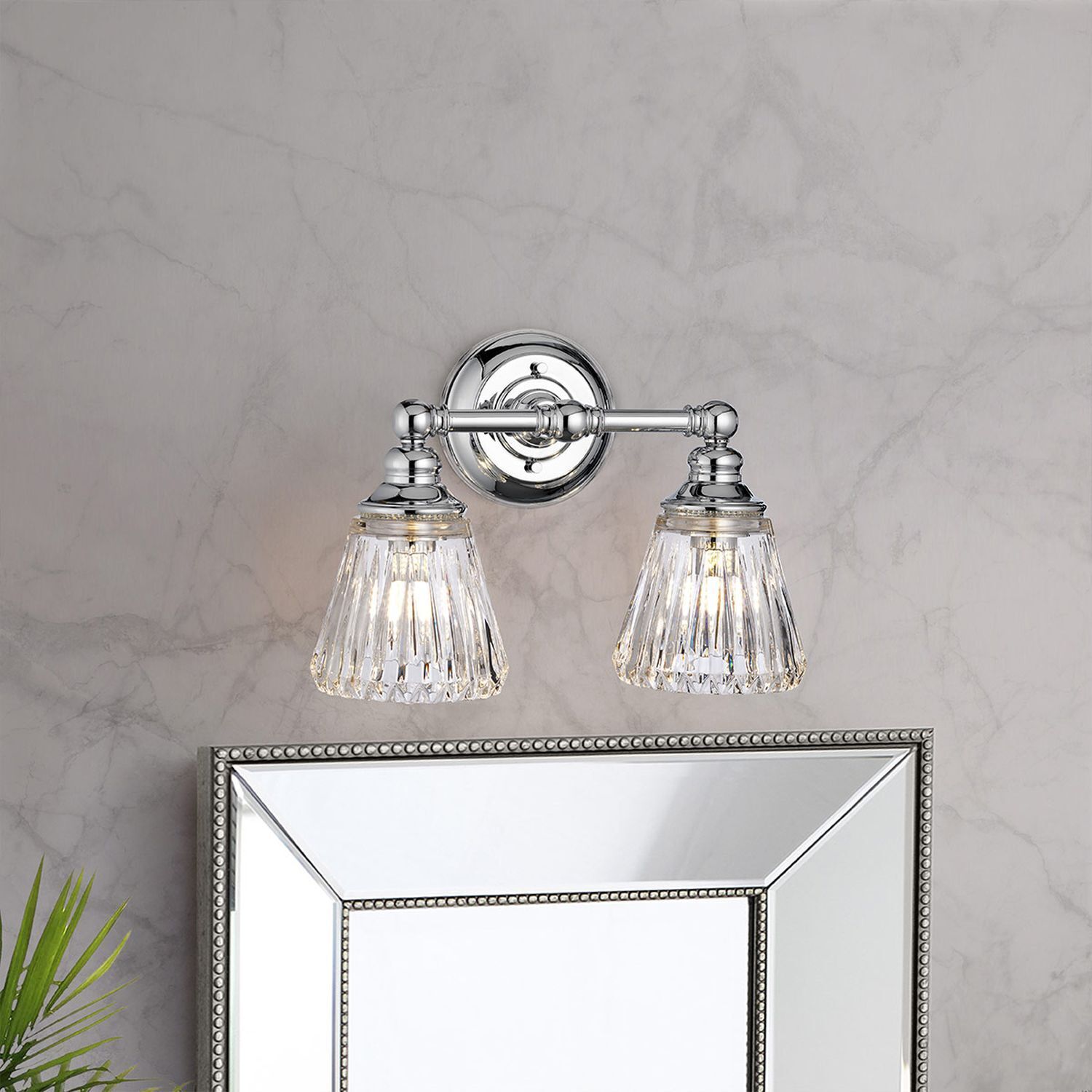 Badezimmerleuchte Wand LED G9 IP44 B: 35,2 cm Metall Glas