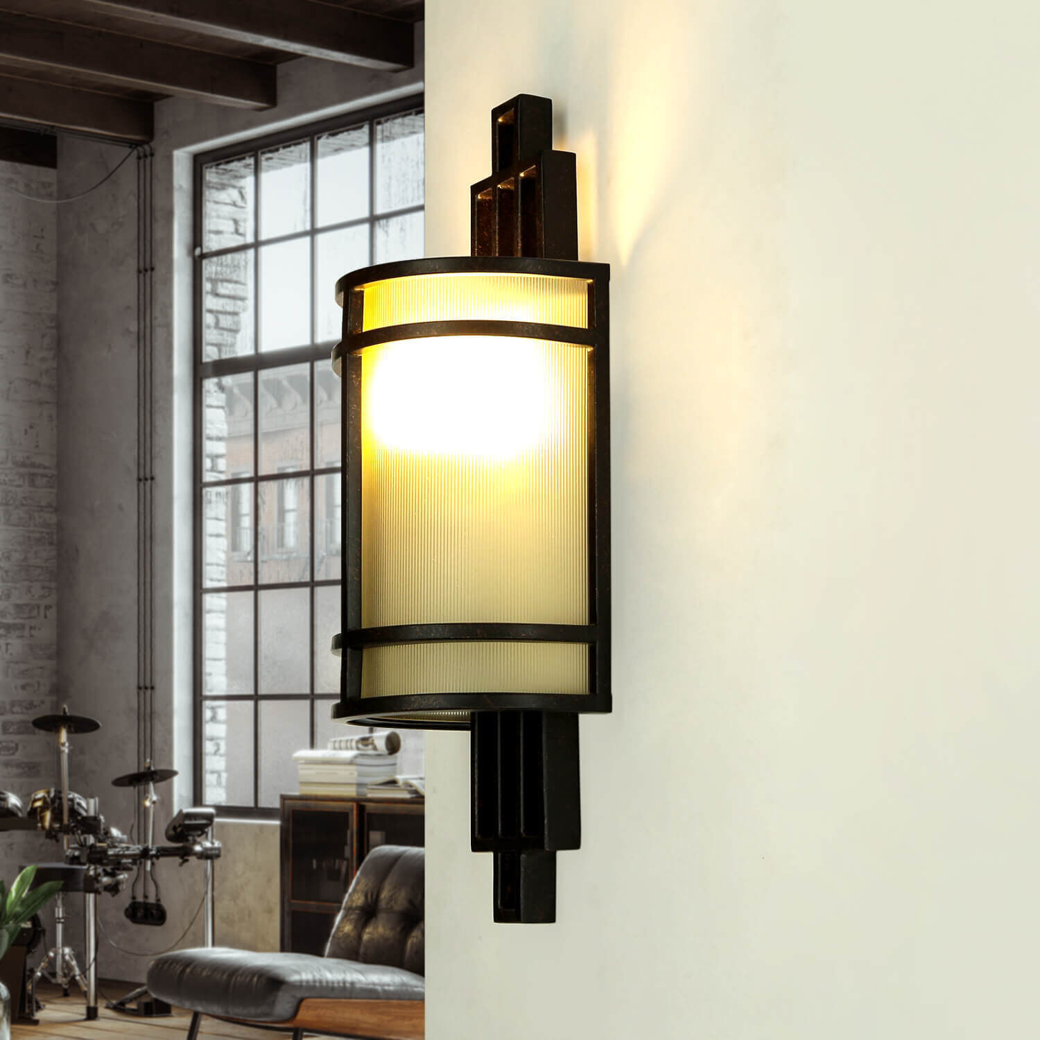 Wandlampe SHOJI Bronze Vintage Leuchte Wohnzimmer