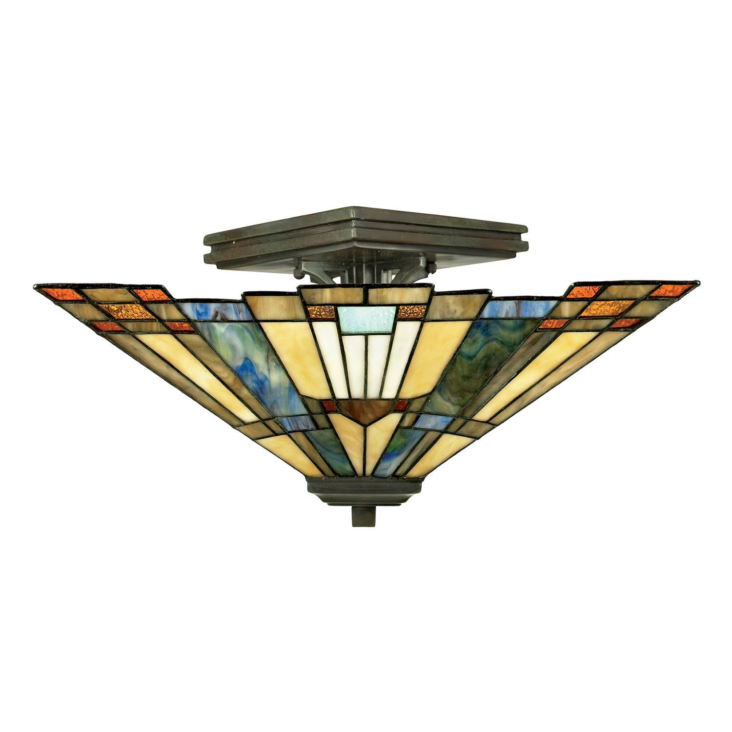 Tiffany Deckenlampe ETERNO 5 Buntglas Wohnzimmer