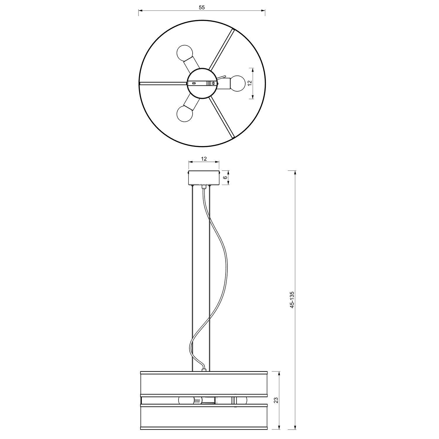 Runde Hängelampe Metall Schwarz E27 Ø55 cm Industrial