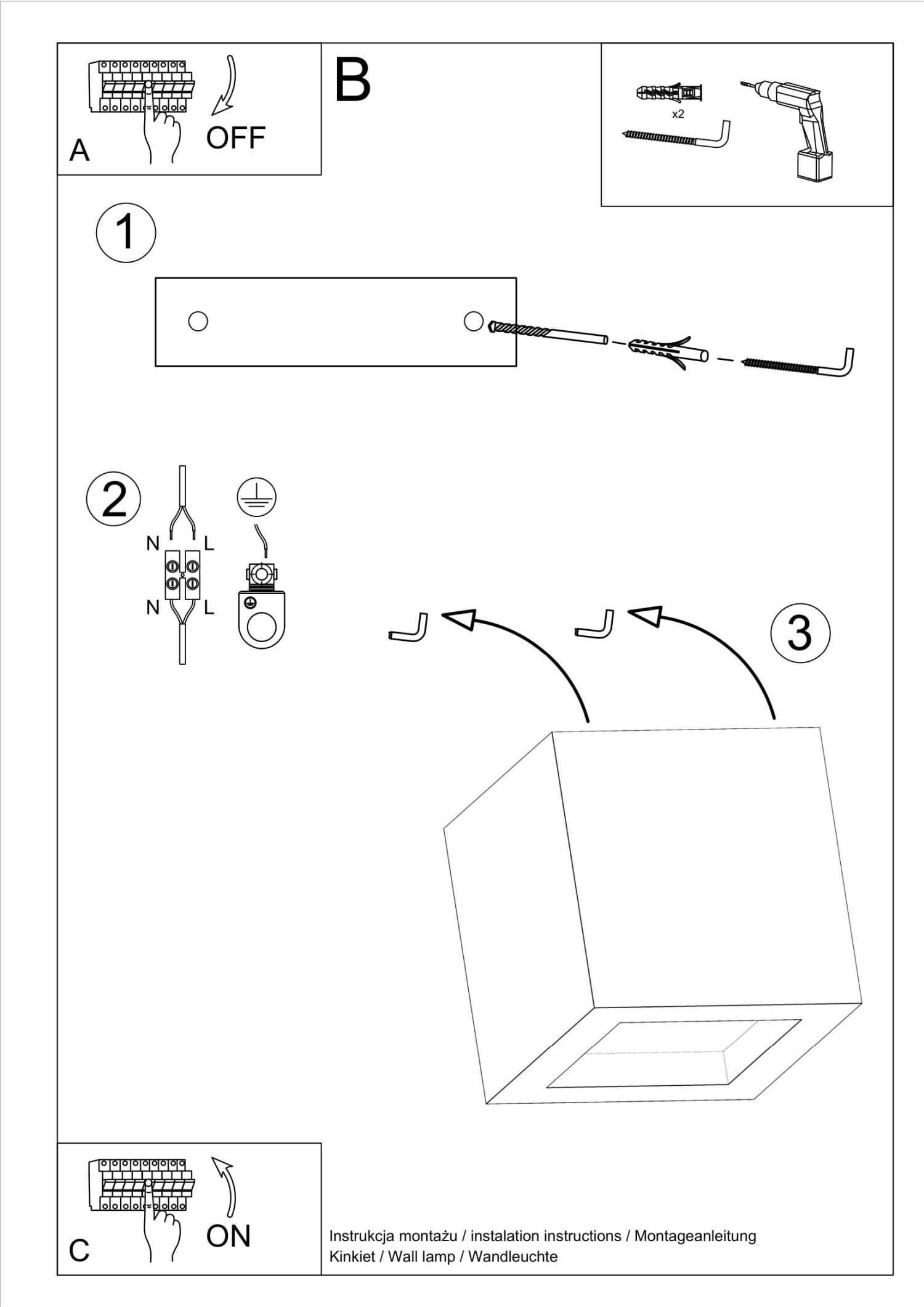 Betonlampe Wand eckig H: 12 cm klein Up Down indirekt