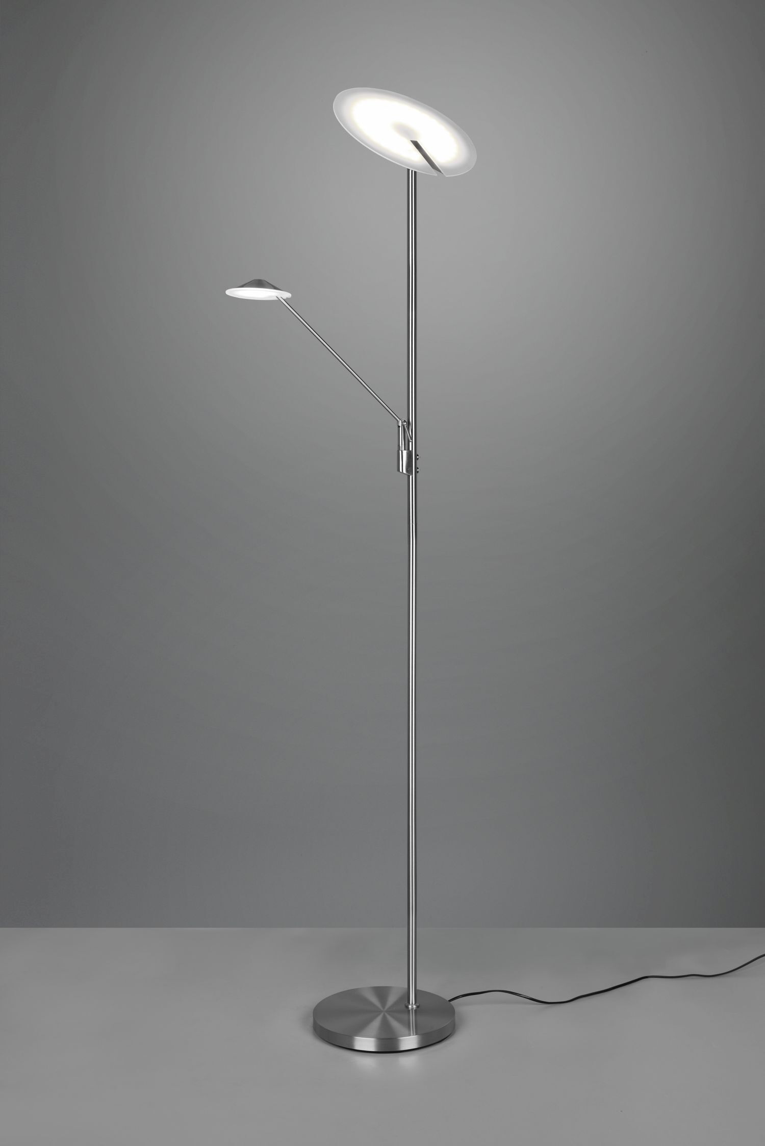 Dimmbare LED Stehleuchte flexibel 180 cm in Nickel