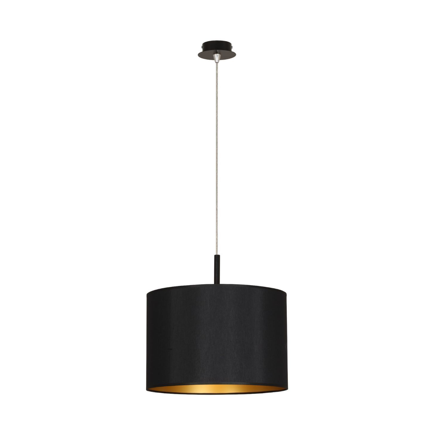 Pendelleuchte E27 in Schwarz Gold Stoffschirm Ø 45 cm