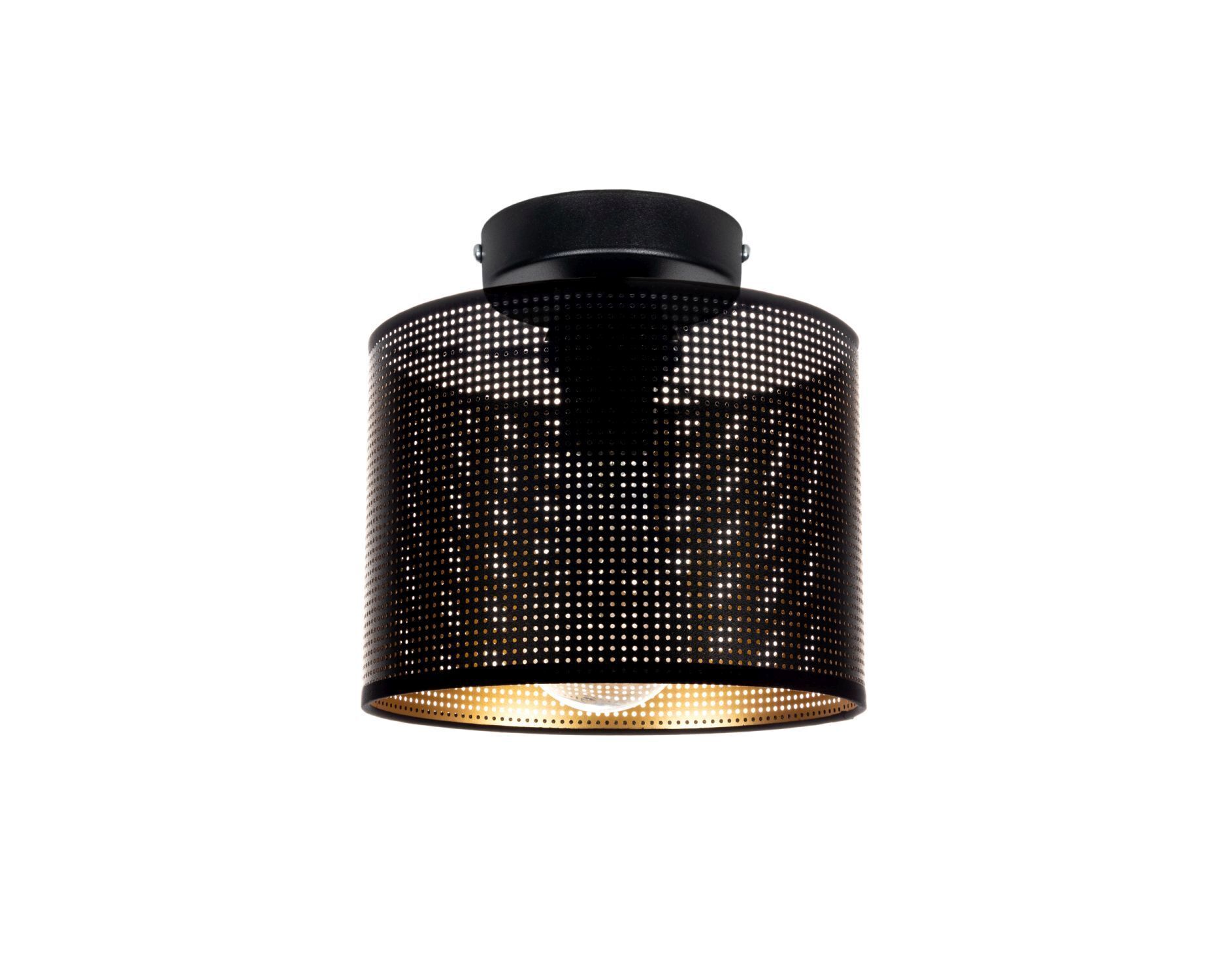 Runde Deckenlampe Metall E27 Ø20 cm in Schwarz Gold