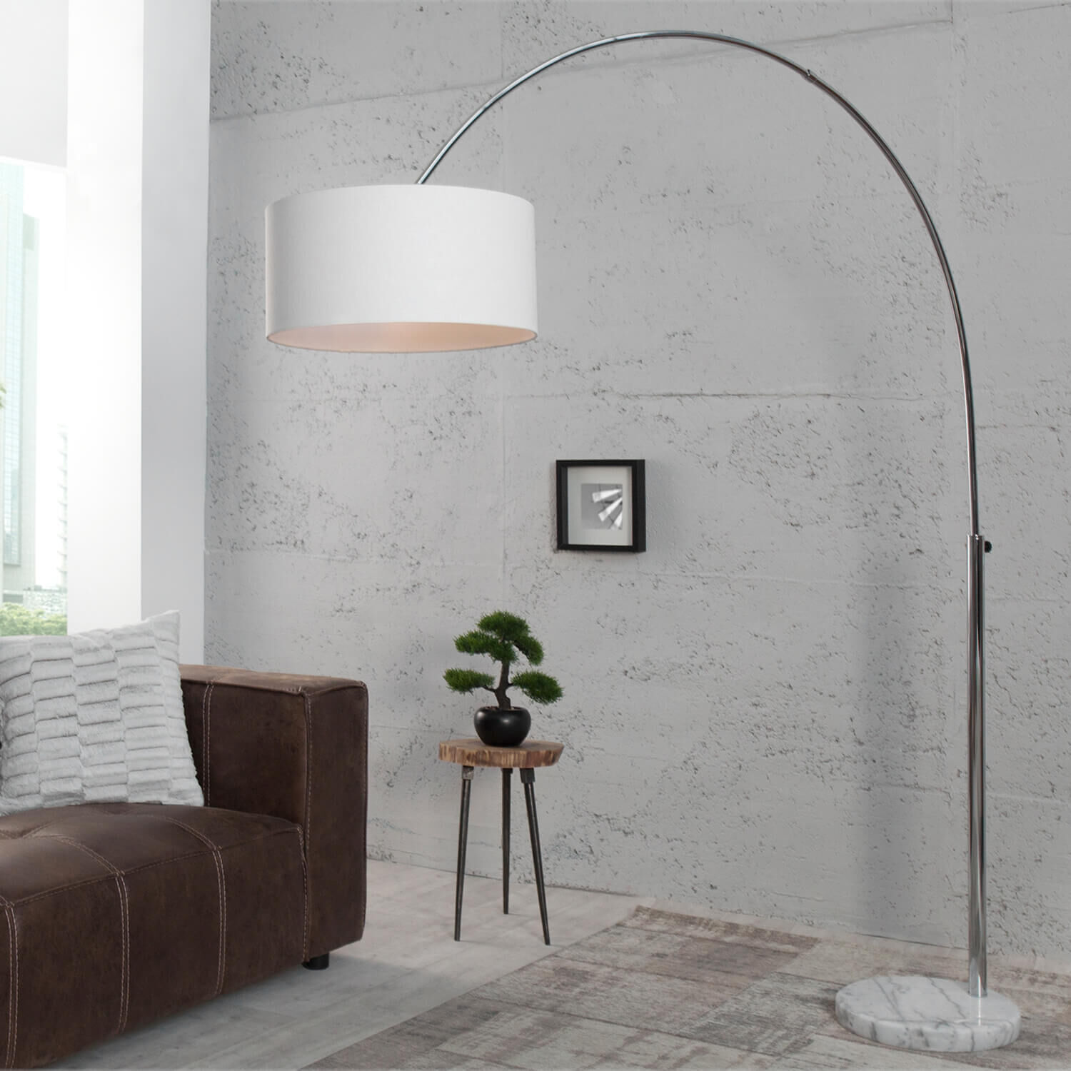 Stehlampe Weißer Schirm 170cm Lampe Wohnzimmer