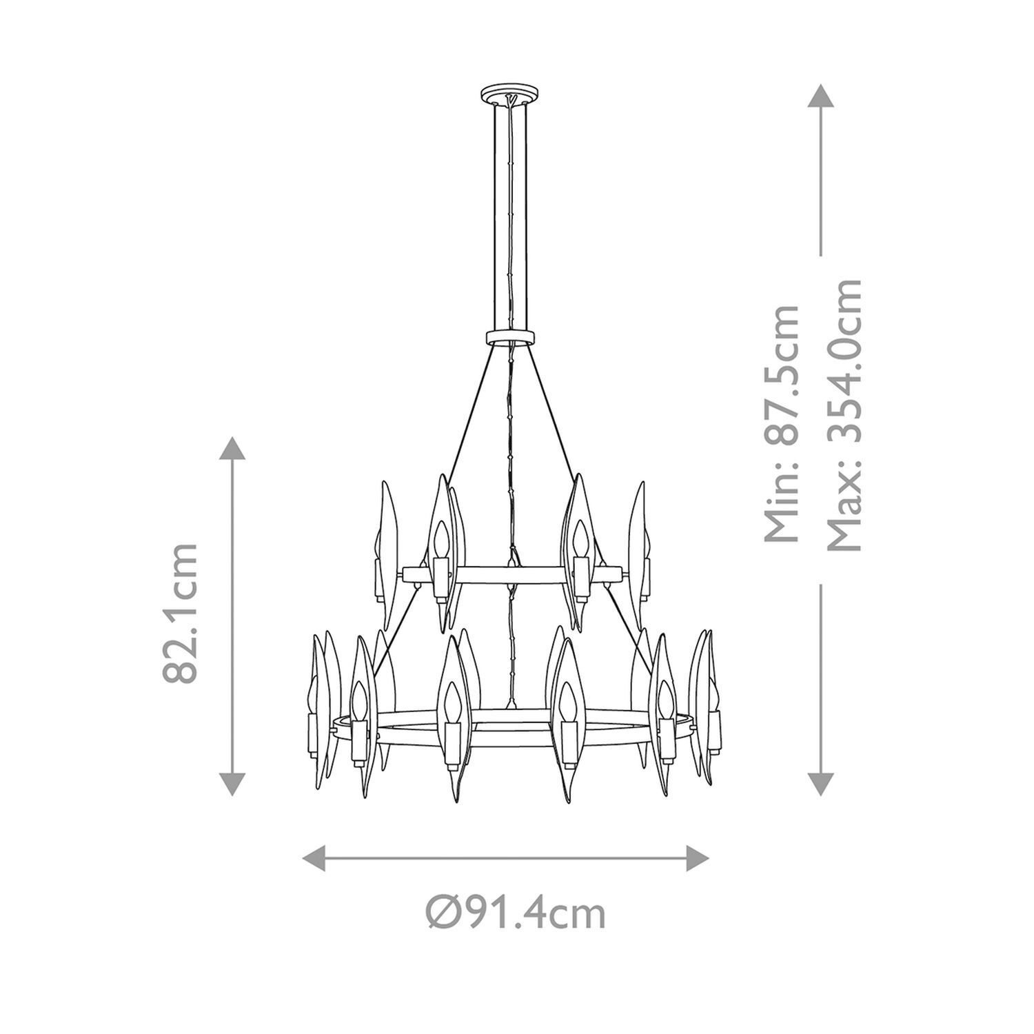 Kronleuchter Schwarz Gold Ø 91,4 cm 2 Ringe Modern Design