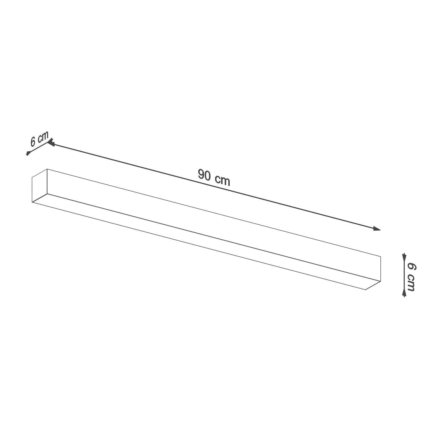 LED Deckenleuchte Grau Metall 4000 K 90 cm lang flach