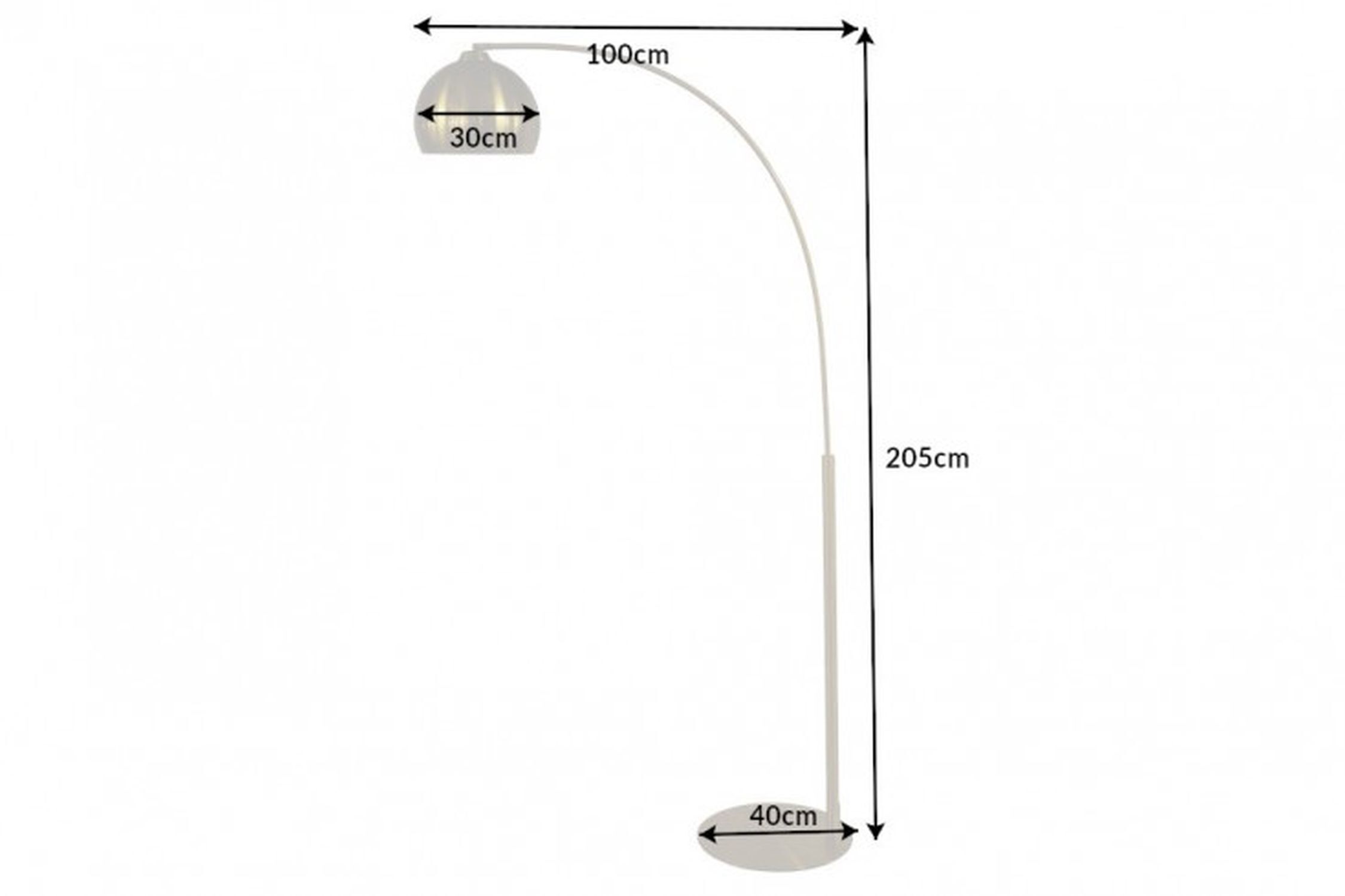 XXL Bogenlampe Metall 205 cm E27 Retro elegant in Gold