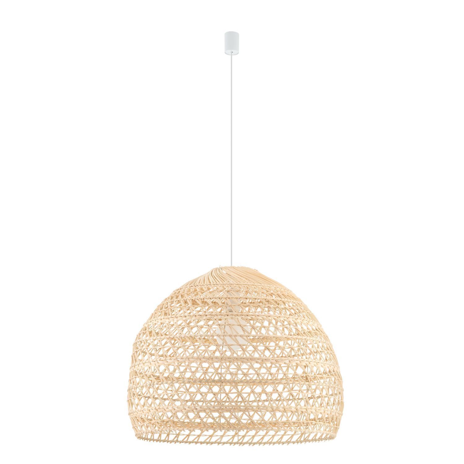 Runde Pendelleuchte Rattan Naturholz E27 Ø60 cm Modern