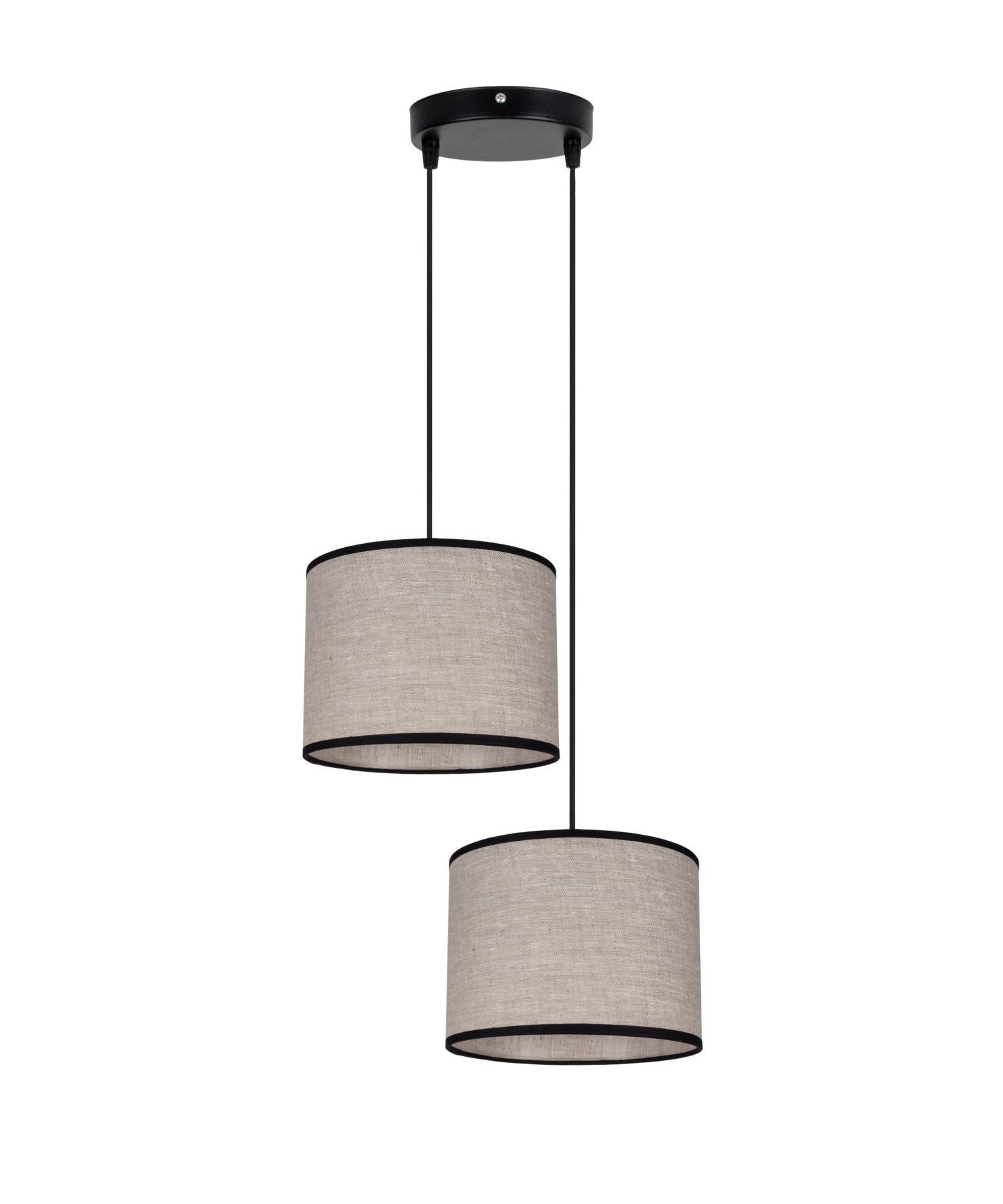 Pendelleuchte Stoff Schwarz Beige E27 L:22 cm 2-flmg