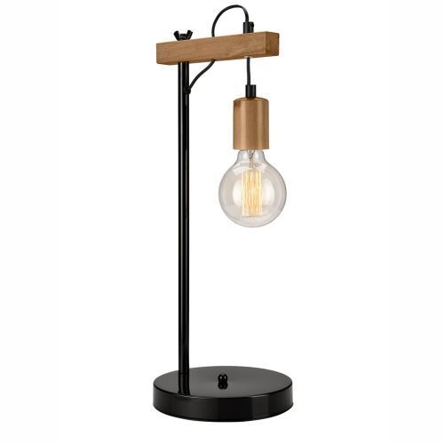 Schwarze Tischleuchte Holz 56cm vielseitig AMIDA