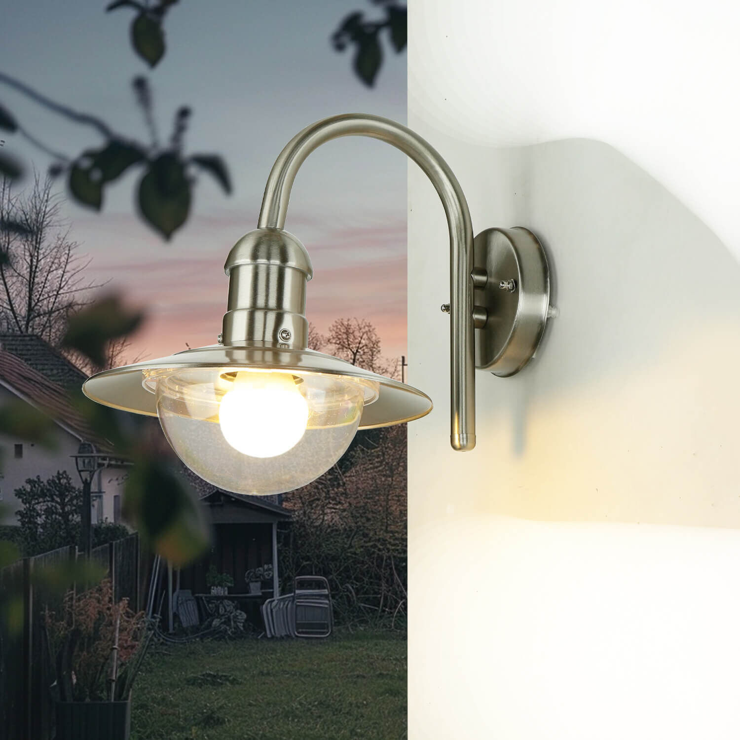 Elegante Außenwandlampe Edelstahl IP44 Maritim EIVOR