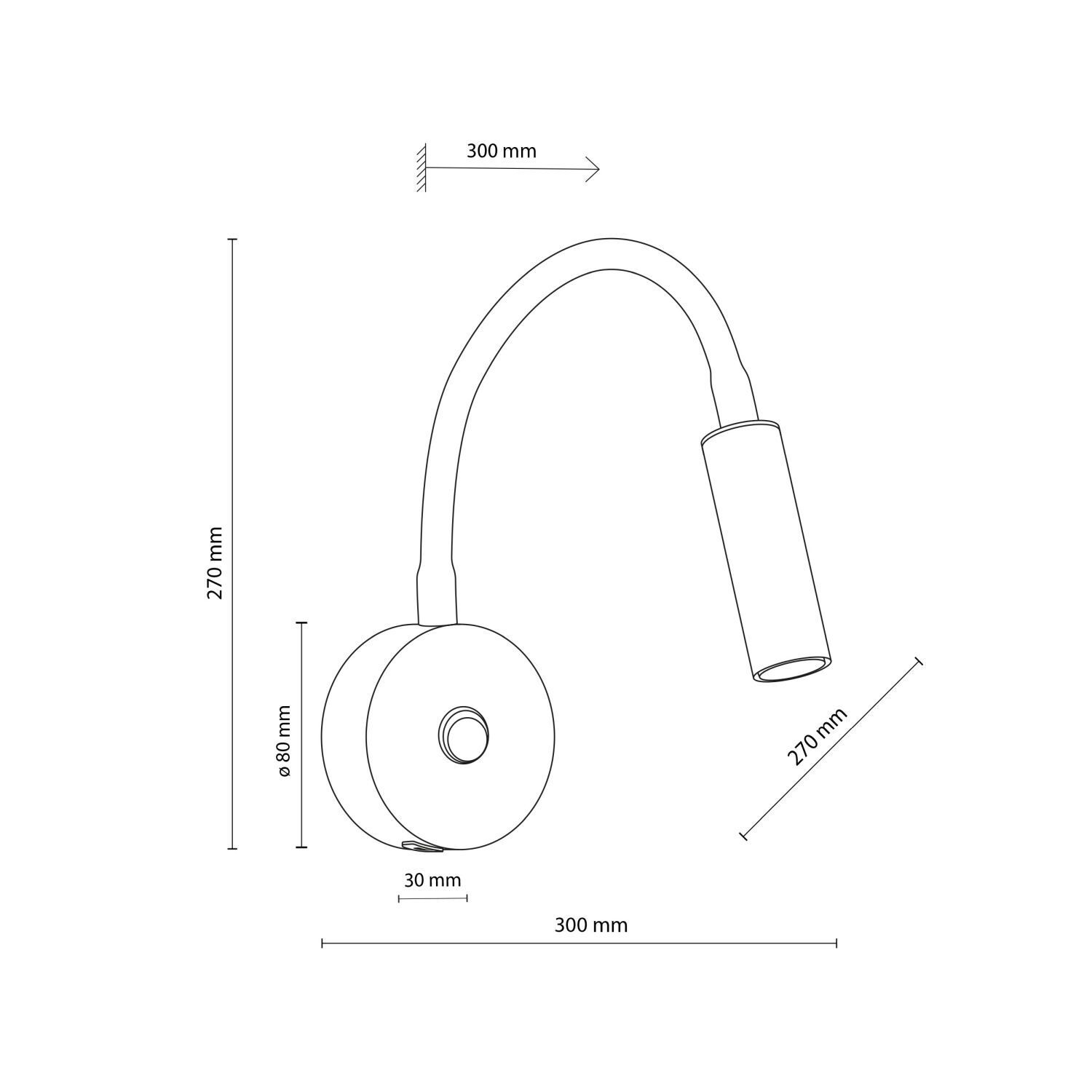 Wandlampe mit USB-Ladefunktion Schwanenhals Schalter LAGOS