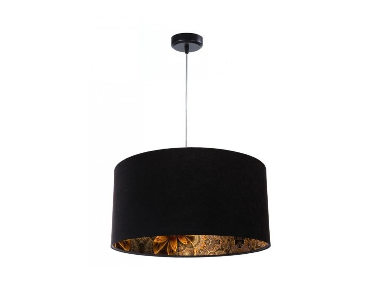 Pendelleuchte Schwarz Gold Stoff Esszimmer Retro