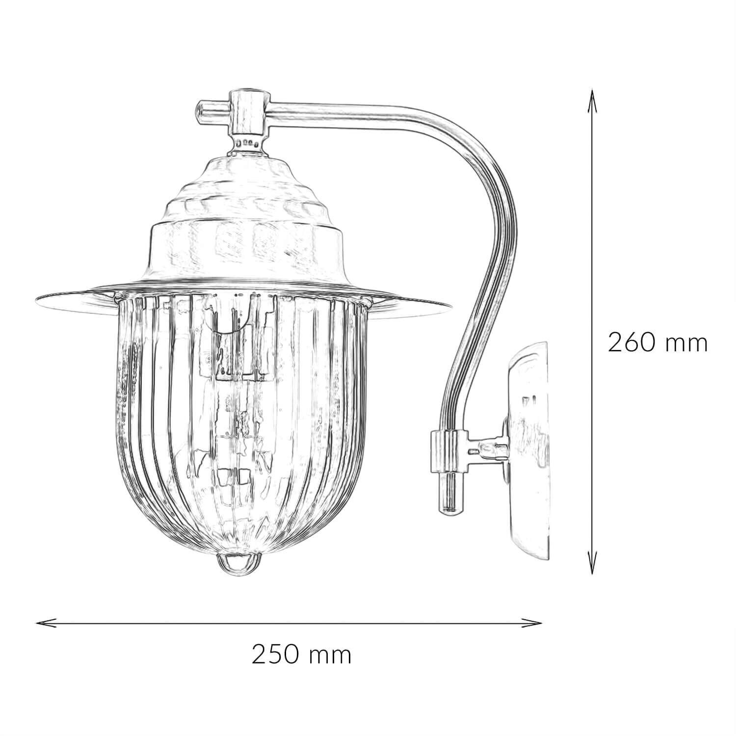 Wandlampe Außen Messing Riffelglas Maritim Hof