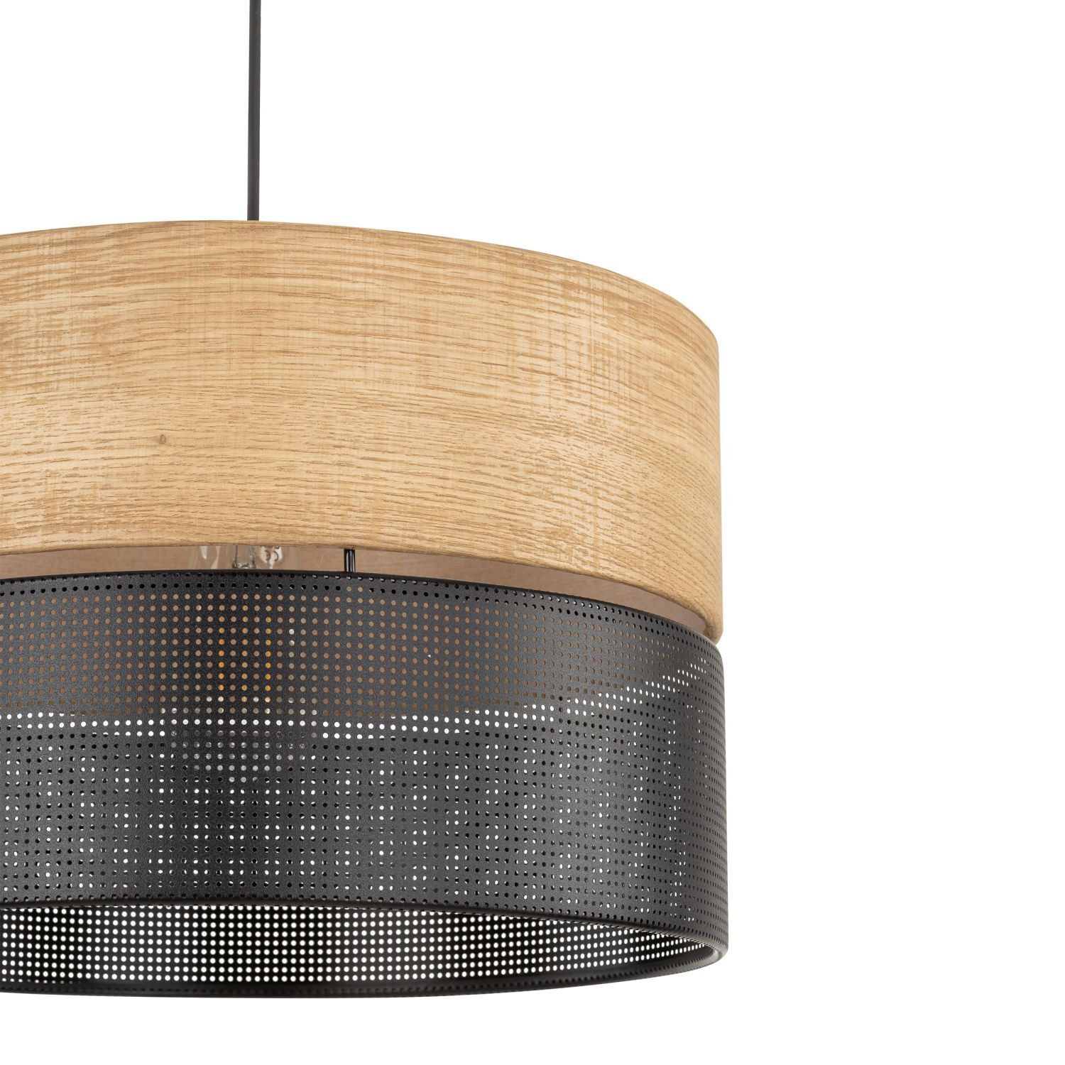 Hängelampe verstellbar E27 Ø 38 cm Schwarz Natur CANTU