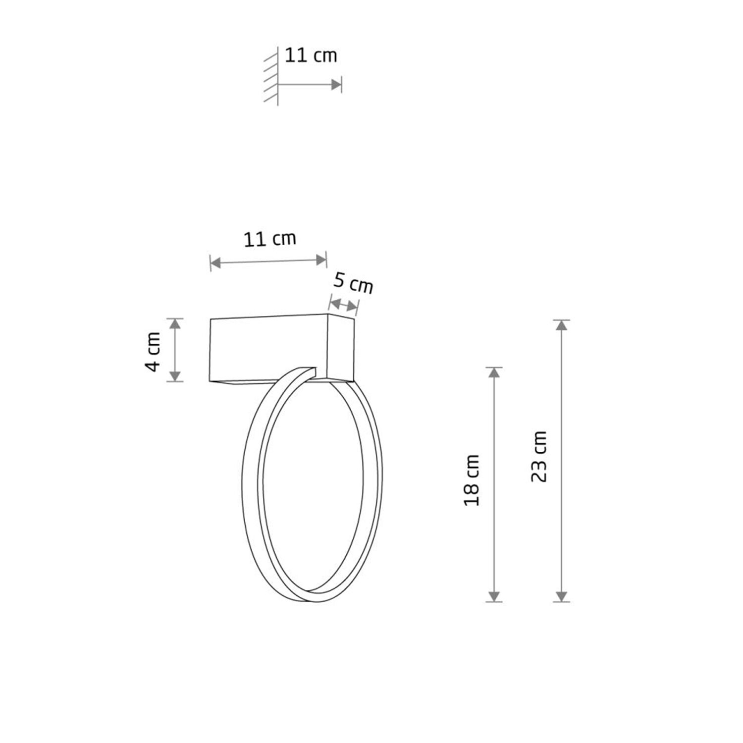 LED Wandlampe Schwarz 4000 K Ring Ø 18 cm dekorativ