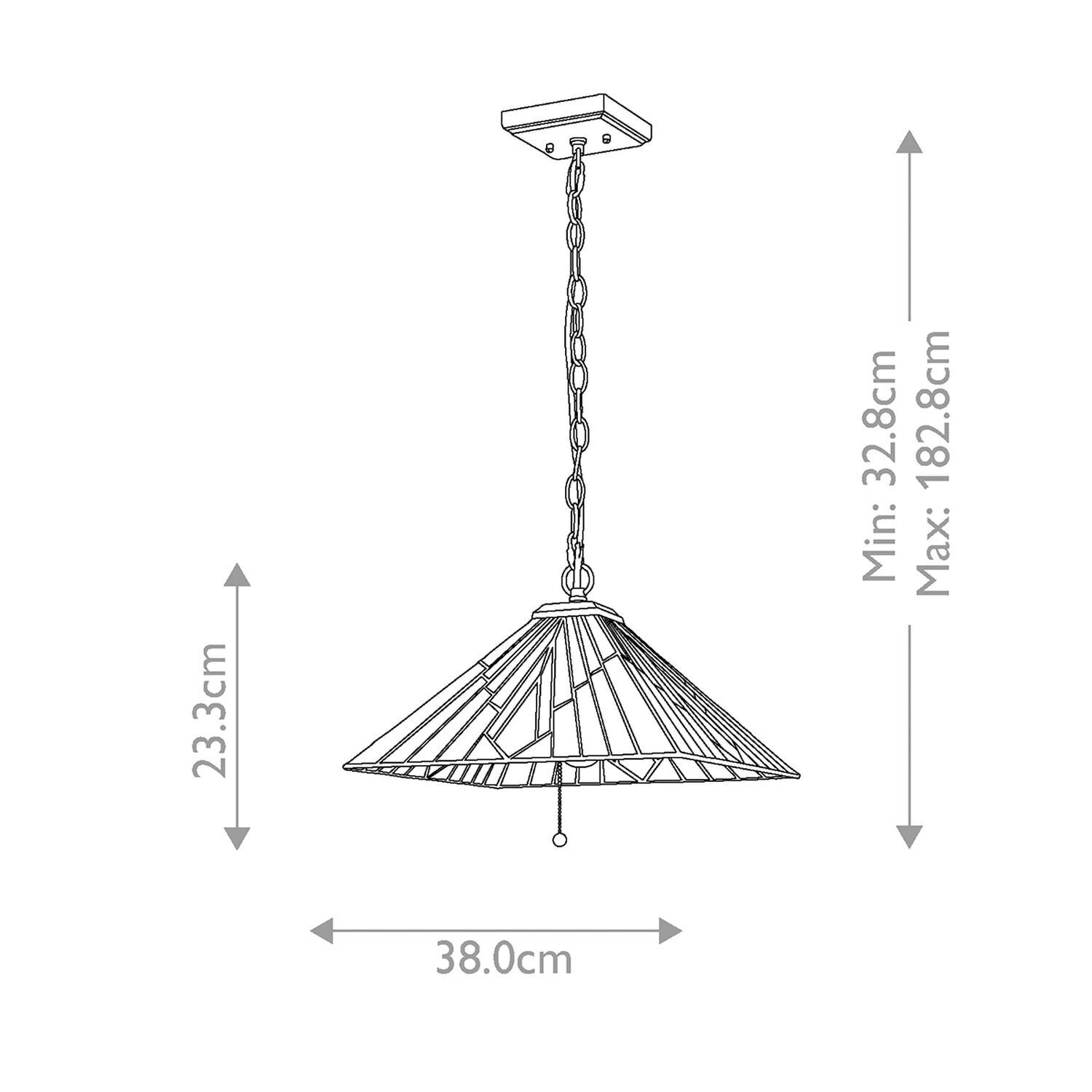 Pendelleuchte Tiffany Stil Zugschalter B: 38 cm Glas Metall