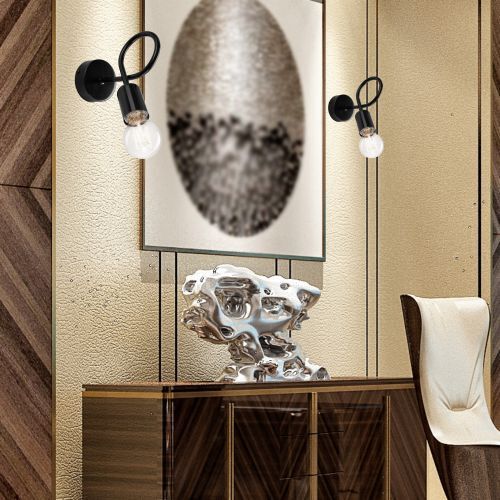 Wandleuchte Schwarz Modern Metall klein für E27