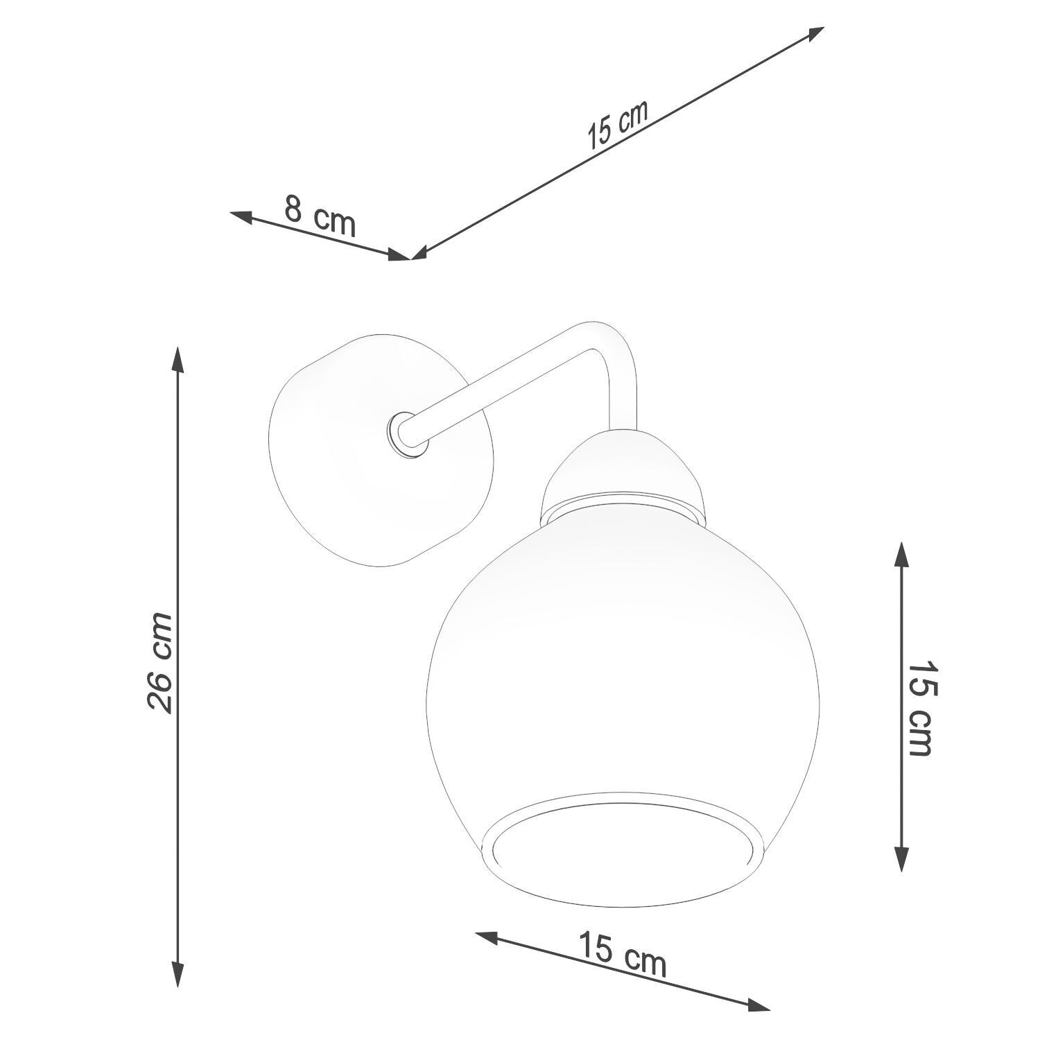 Wandlampe Rauchglas Modern elegant ALPHERG