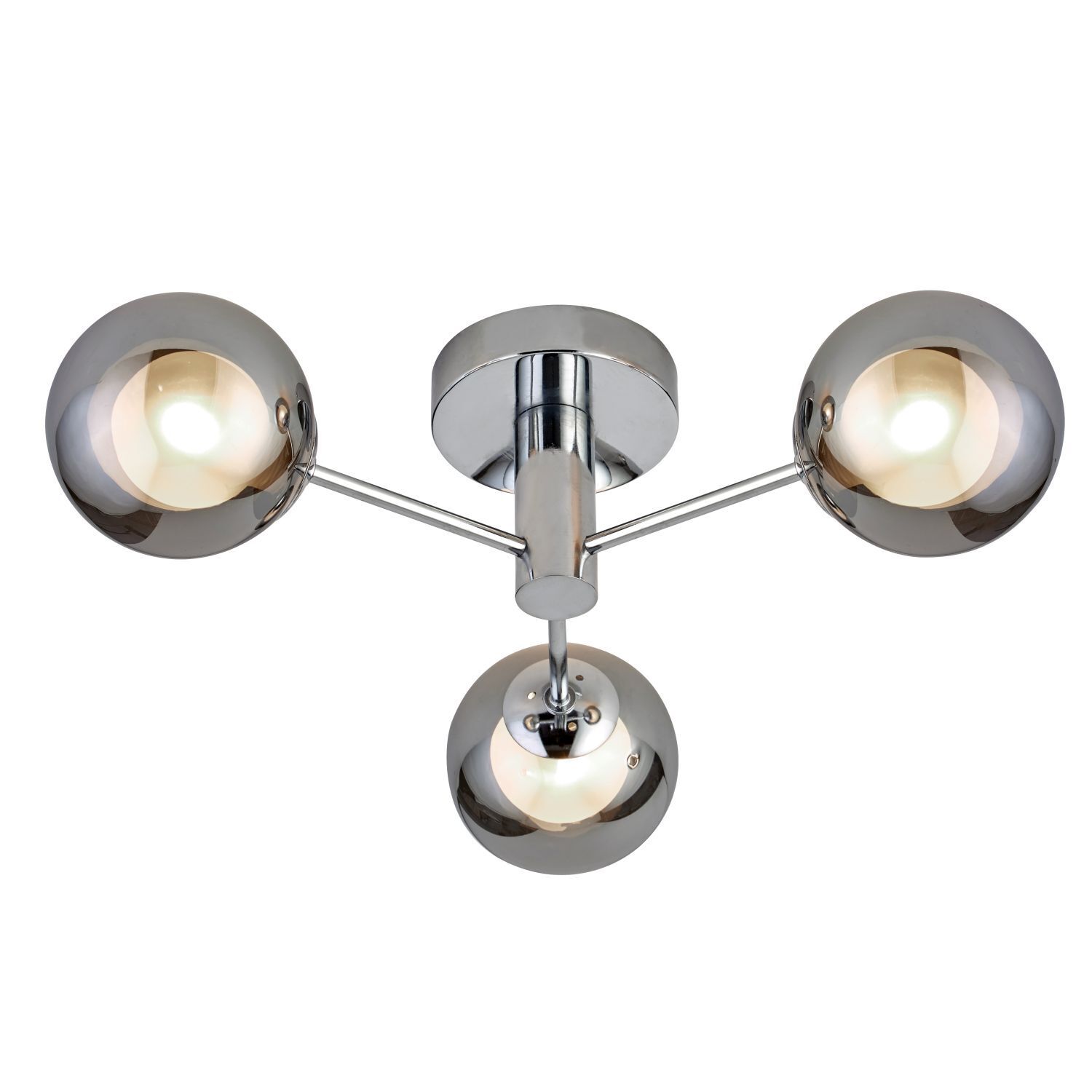 Deckenlampe 3-flammig Chrom Rauchgrau G9 Glas Metall