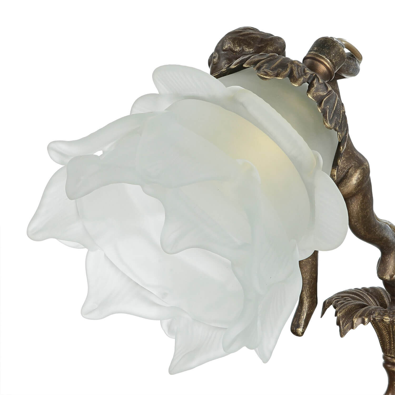 Tischlampe Putti aus Echt-Messing Antik Premium