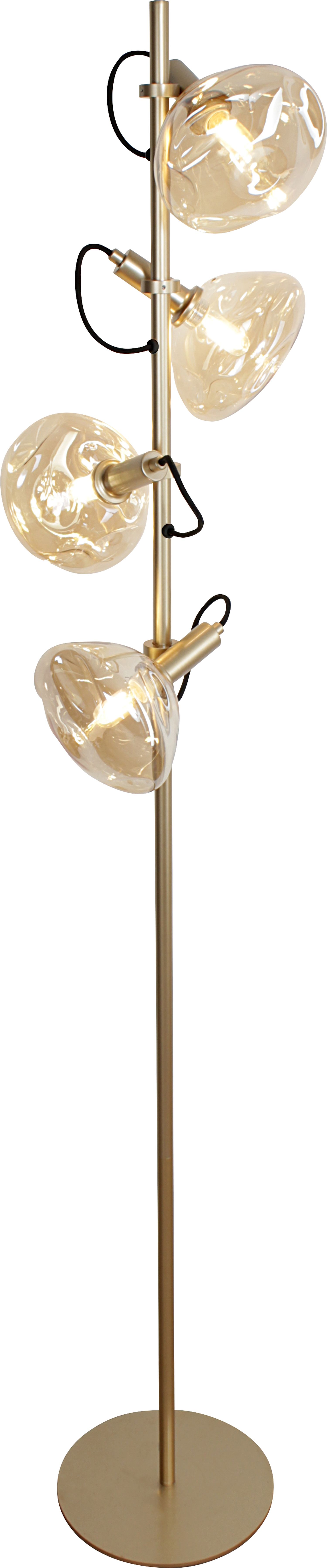 Hohe Stehlampe Glas Aluminium in Gold 166 cm E14 4-flmg