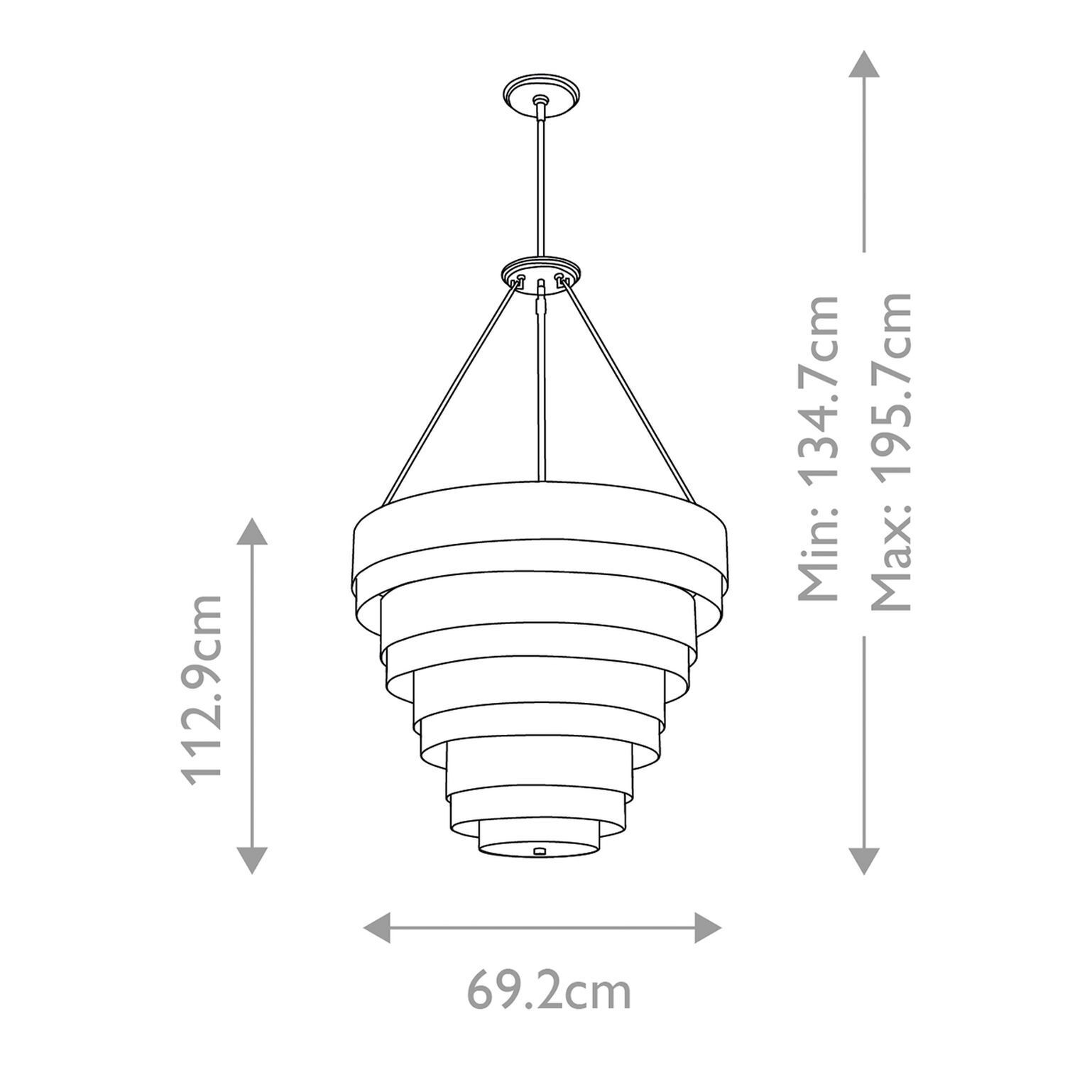 Pendelleuchte Messing Antik Ø 69,2 cm H: max. 195,7 cm 8x E14