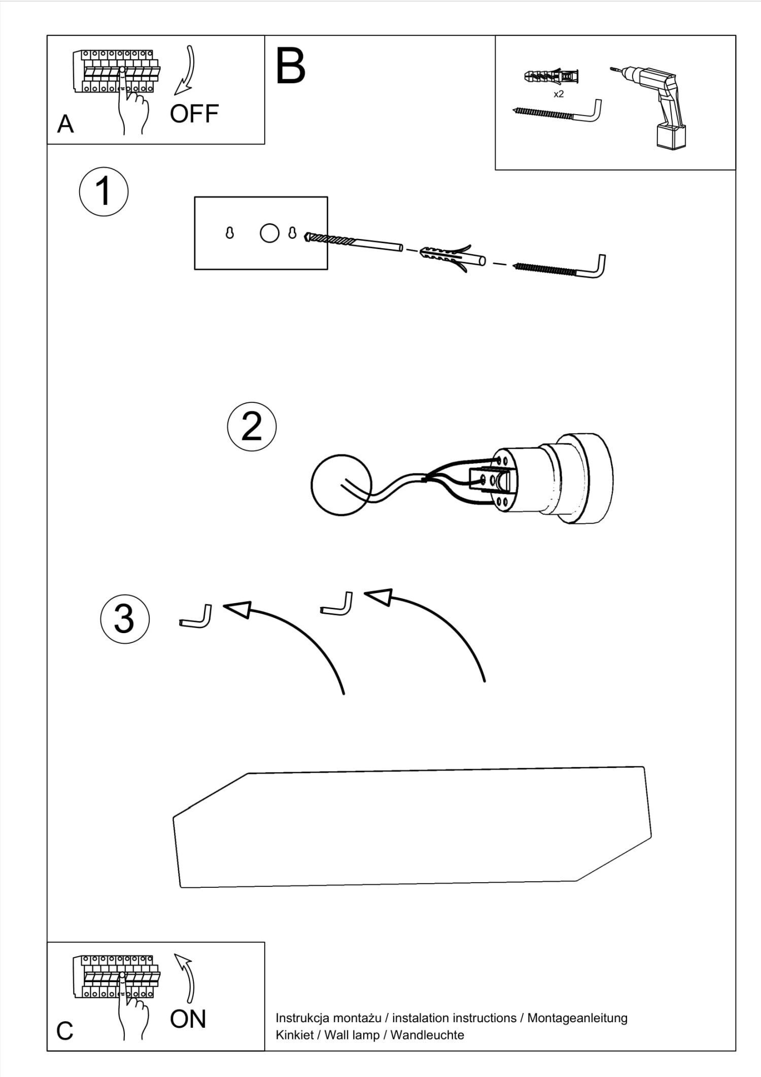 Wandlampe eckig 31 cm breit Keramik bemalbar Weiß