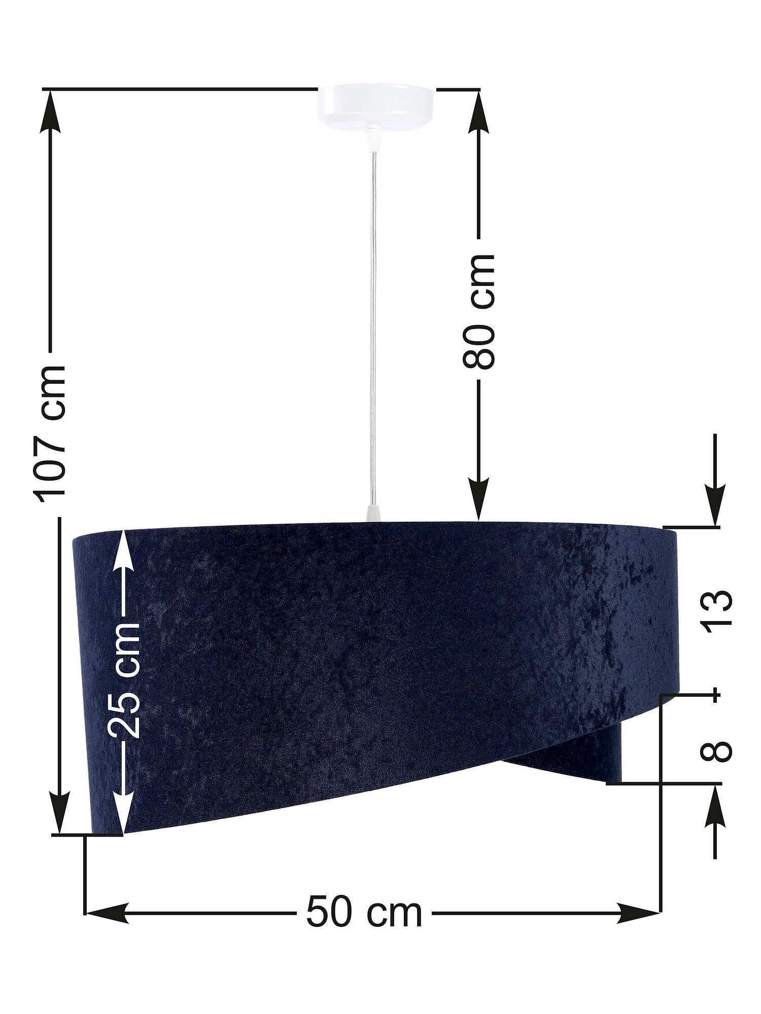 Pendelleuchte Schirm Blau Weiß Stoff rund Ø50cm