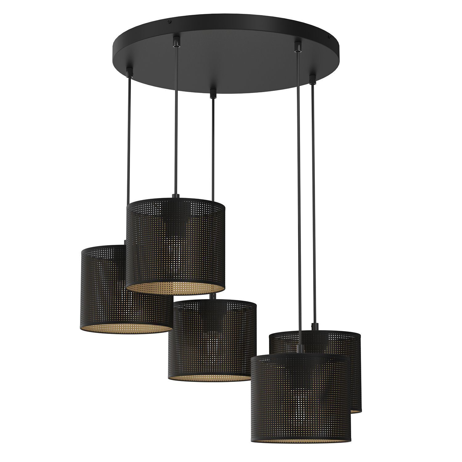 Pendelleuchte in Schwarz Gold Ø58 cm E27 Loft 5-flammig