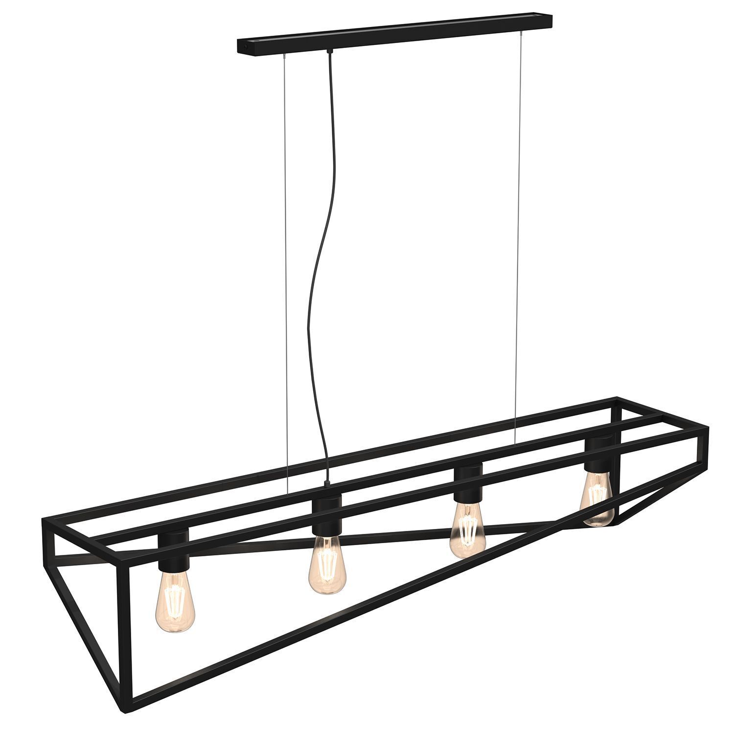 Lange Hängelampe Metall Schwarz E27 100 cm Industrial