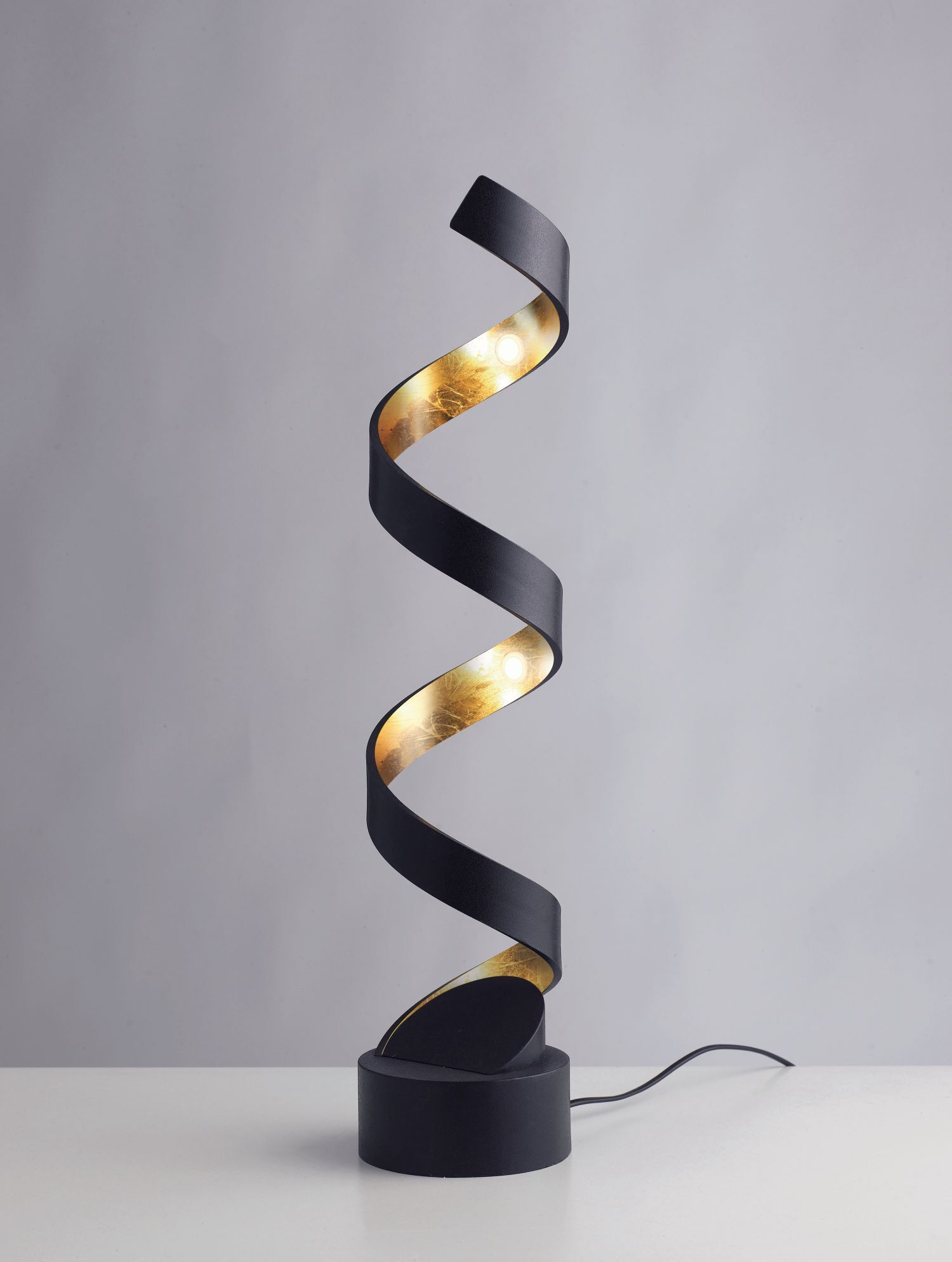 LED Tischlampe Spirale Schwarz Gold 66 cm 12 W 3000 K