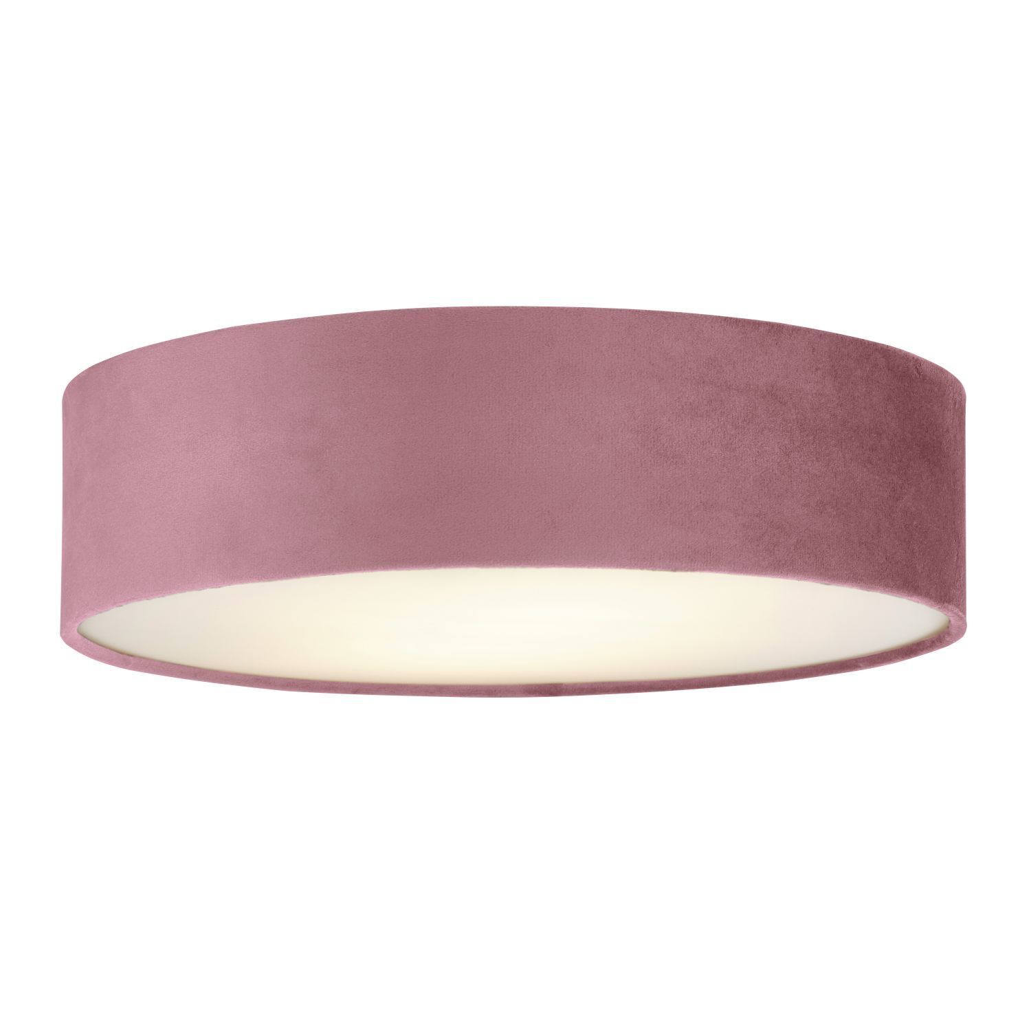 Deckenlampe Stoff Samt rund Ø 38 cm H: 10 cm Rosa 2x E27
