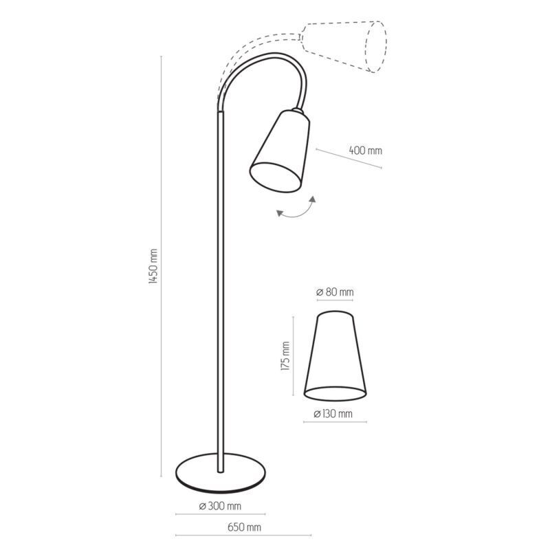 Stehlampe Metall flexibel 145 cm E27 Schwarz Gold