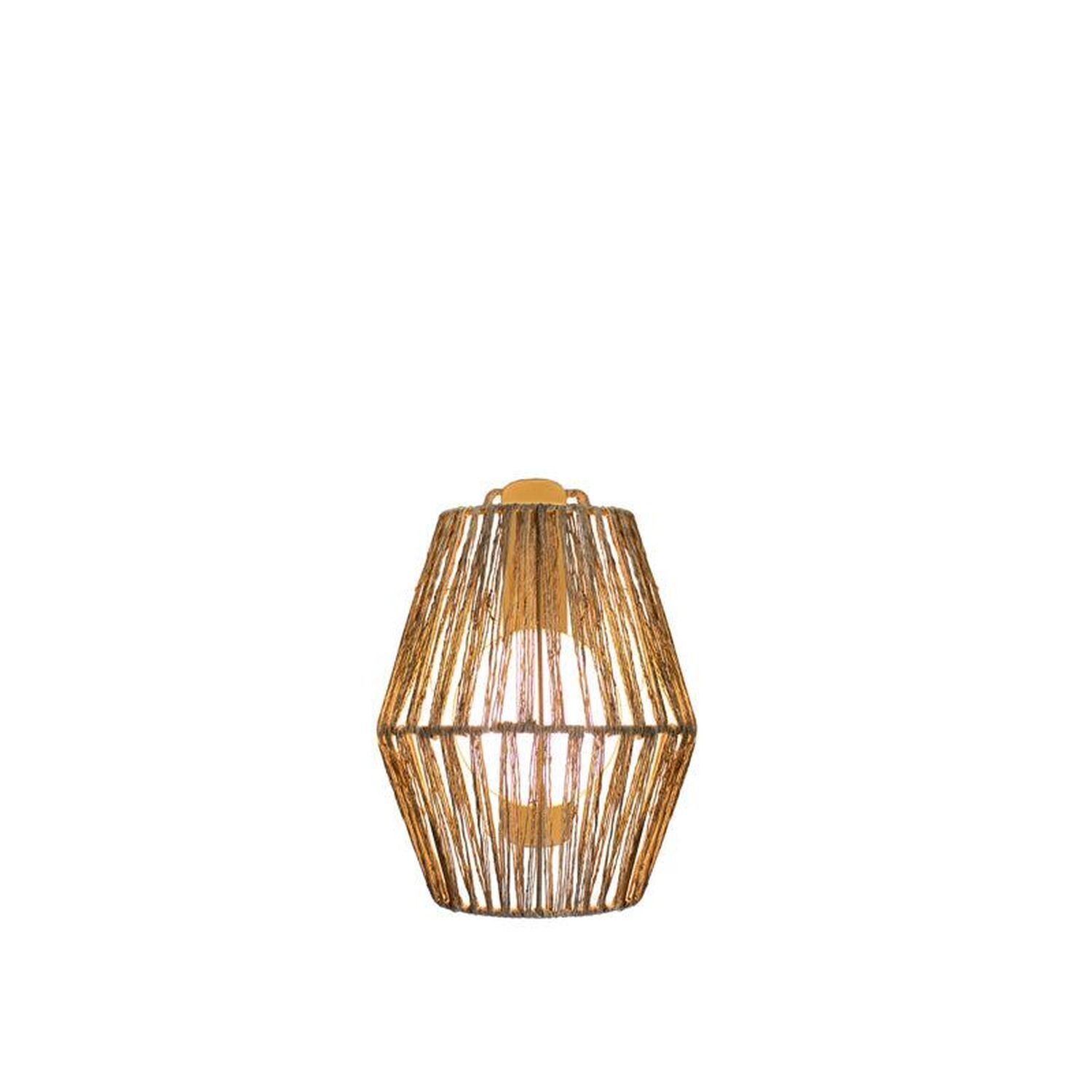 LED Wandlampe kabellos IP54 H: 24,5 cm Rattan außen Dimmer
