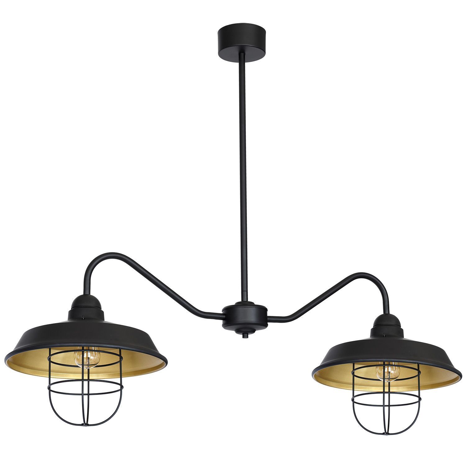 Deckenlampe Industrial Schwarz Gold 2x E27 120 cm lang