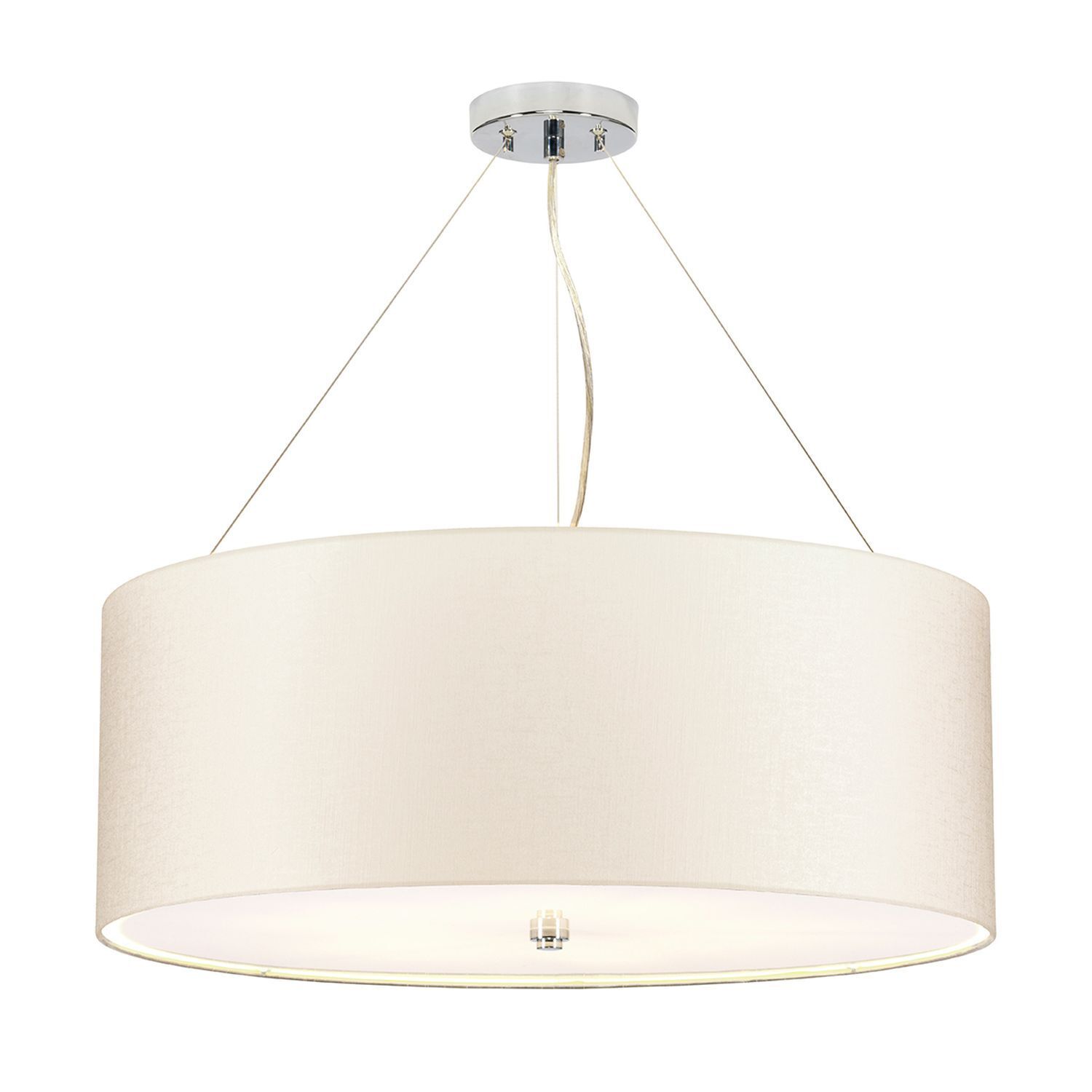 Hängelampe rund Ø66cm in Creme Chrom Stoffschirm