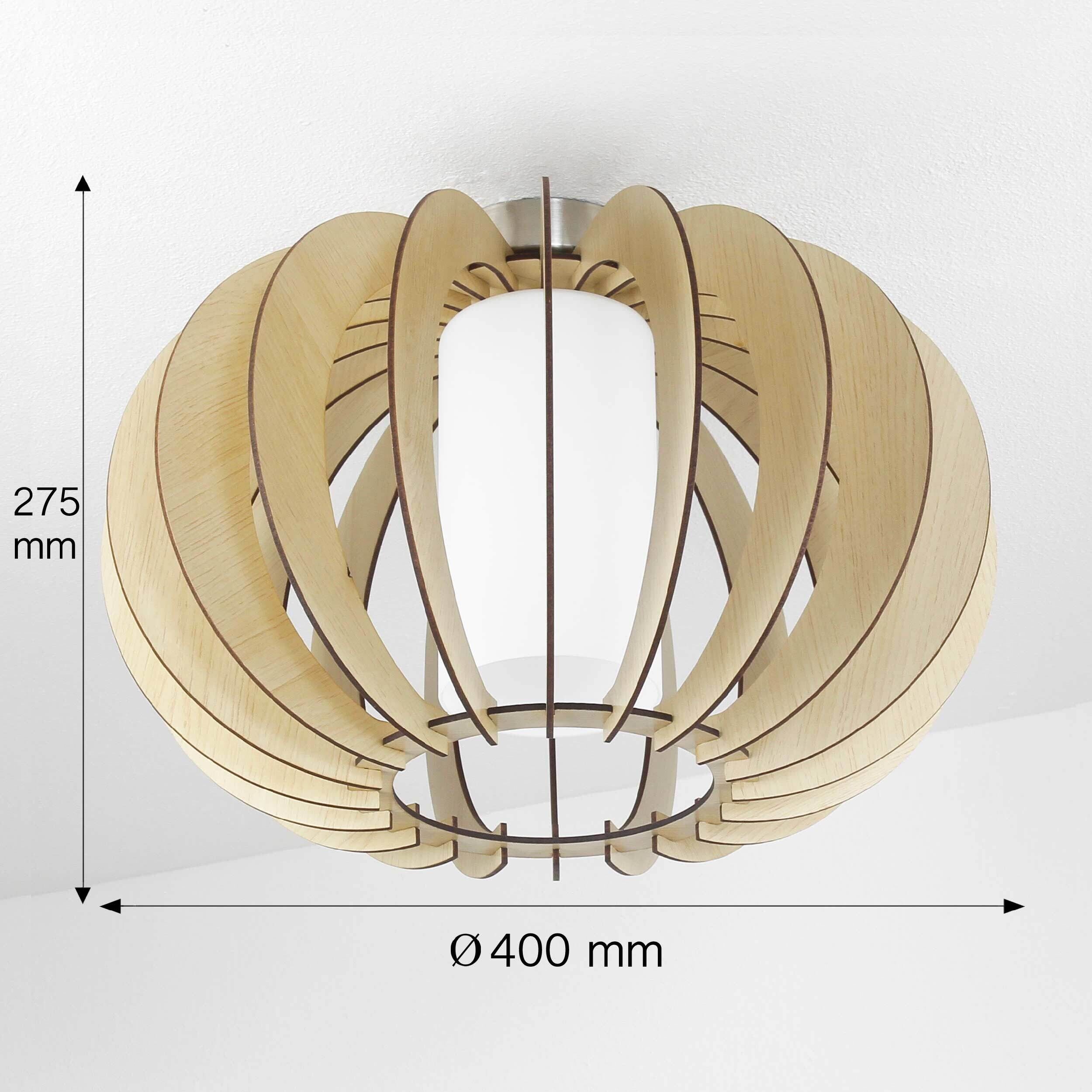 Holz Deckenlampe Ahorn Ø40cm Innenschirm aus Glas