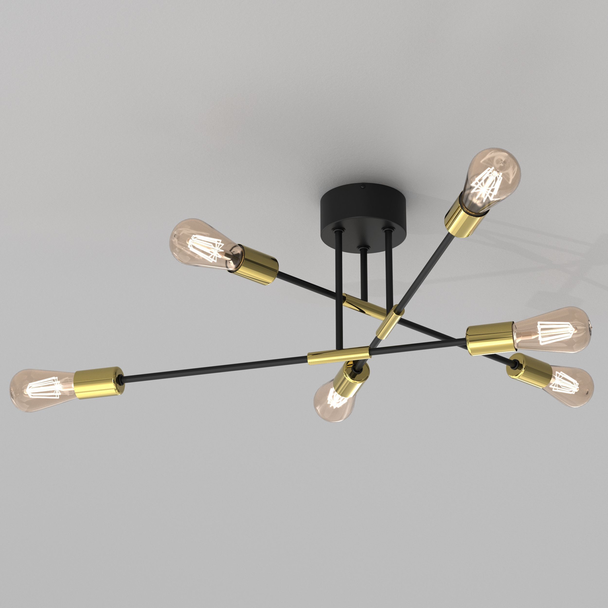Deckenlampe Metall Vintage E27 Schwarz Gold AQUIB