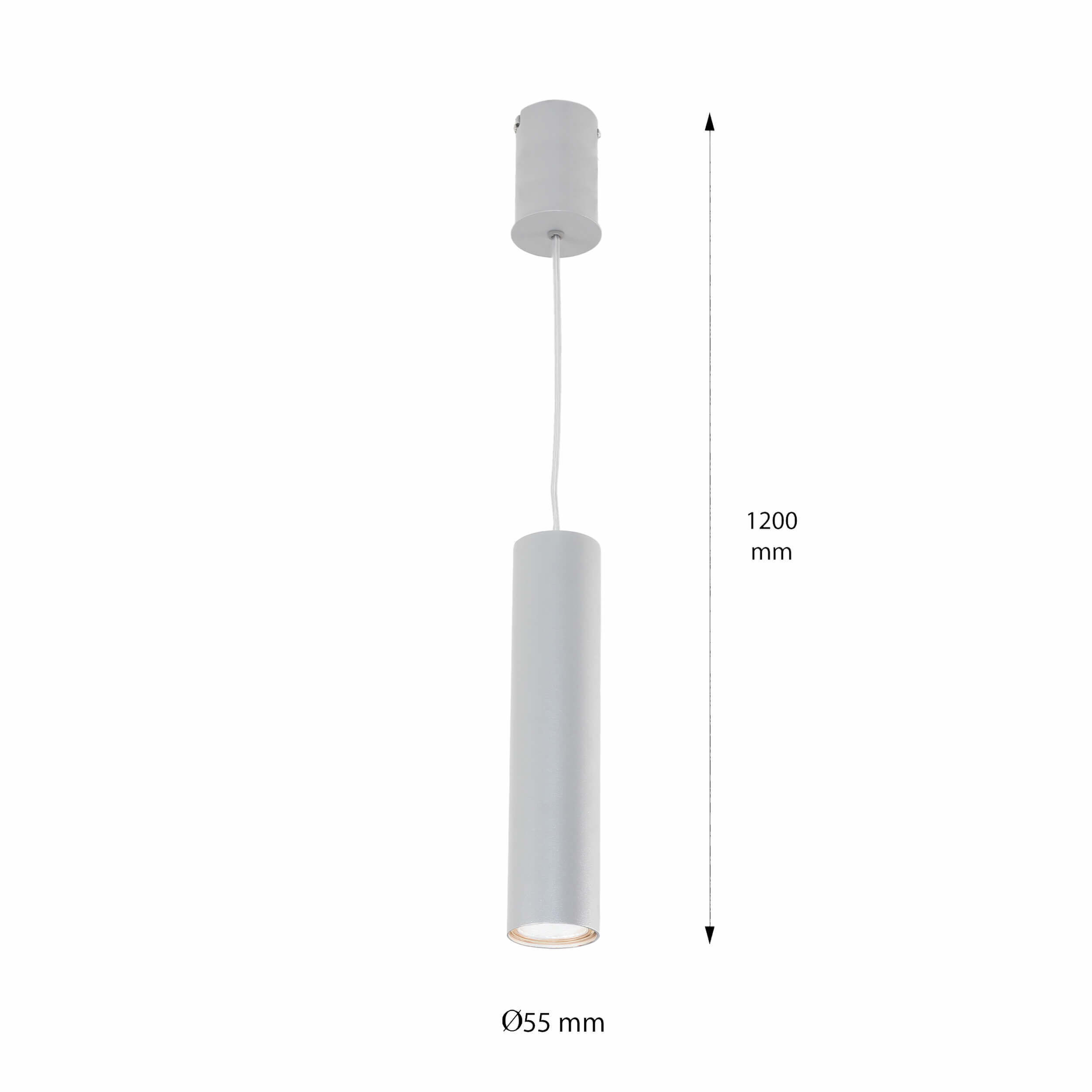 Pendelleuchte Metall Zylinder schmal Ø 5,5 cm Grau GU10