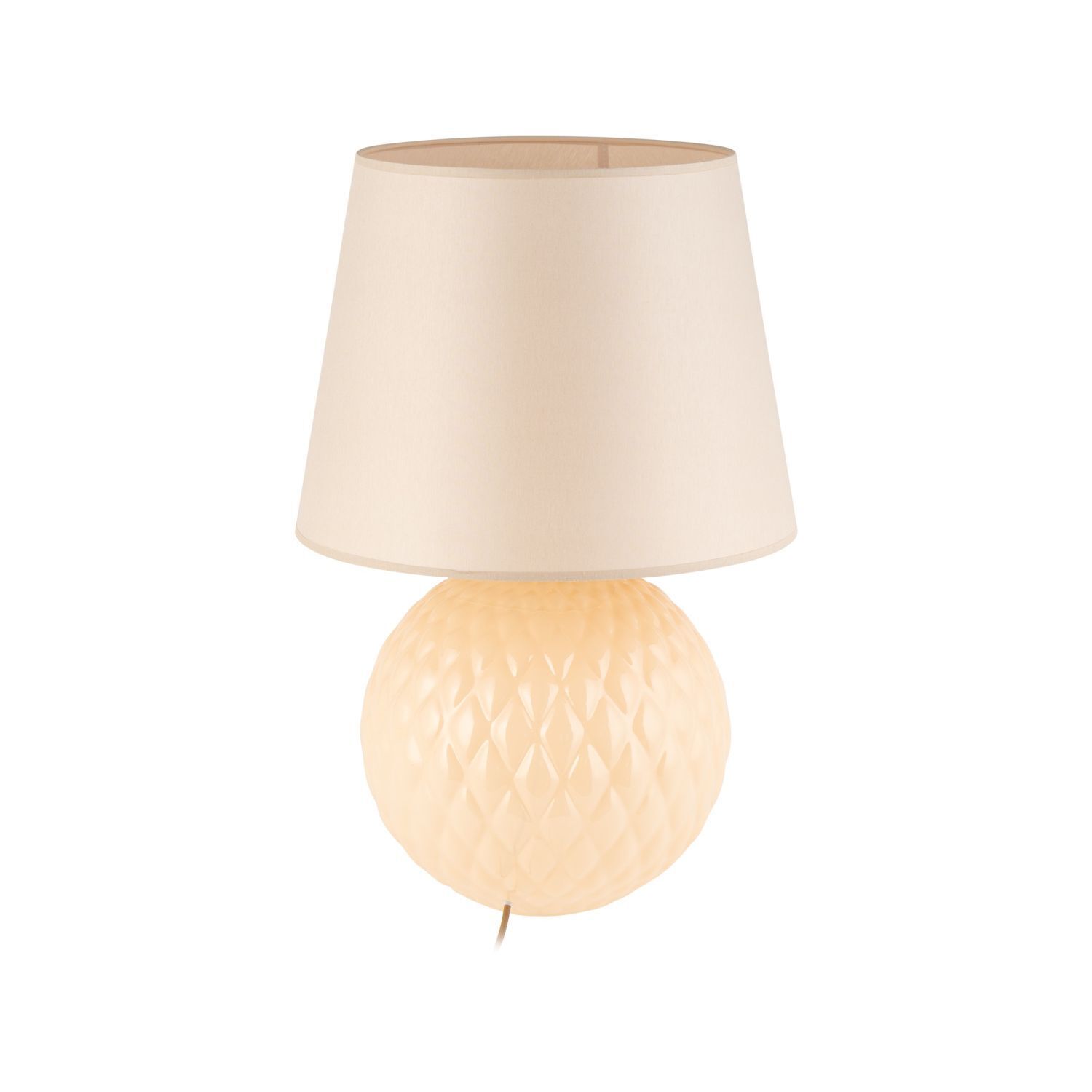 Nachttischlampe Glas Stoff 60 cm Klassisch E27 Ecru Beige