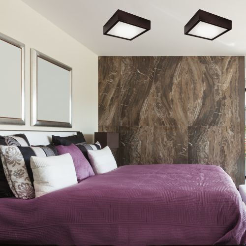 Deckenleuchte Braun Holz quadratisch Wohnzimmer