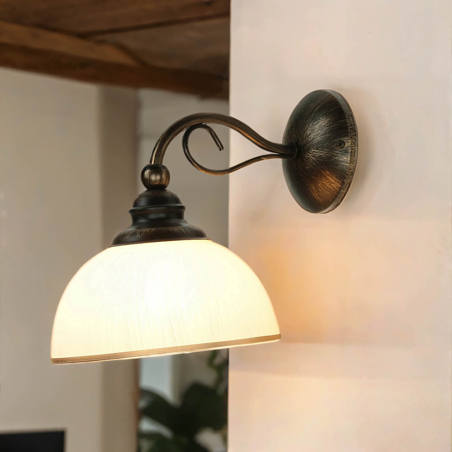 Wandlampe DELMARE Shabby Braun antik Wohnzimmer