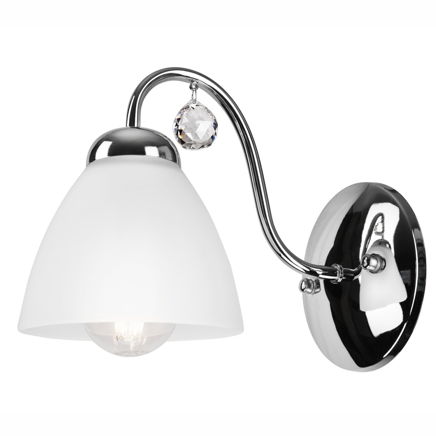 Blendarme Wandlampe in Chrom Metall Glas E27 gemütlich