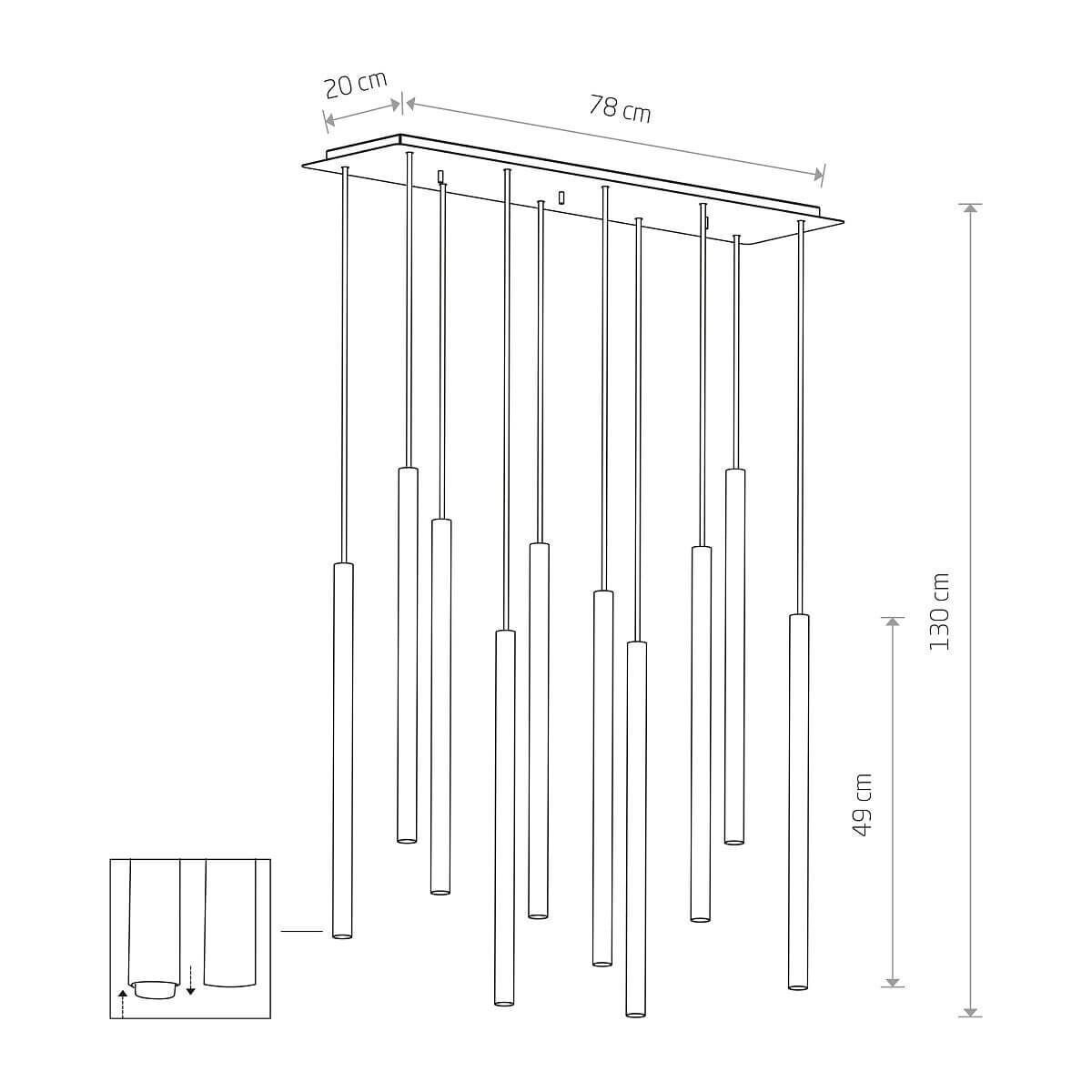 Schwarze Hängelampe 10-flmg Wohnzimmer Lampe CULT